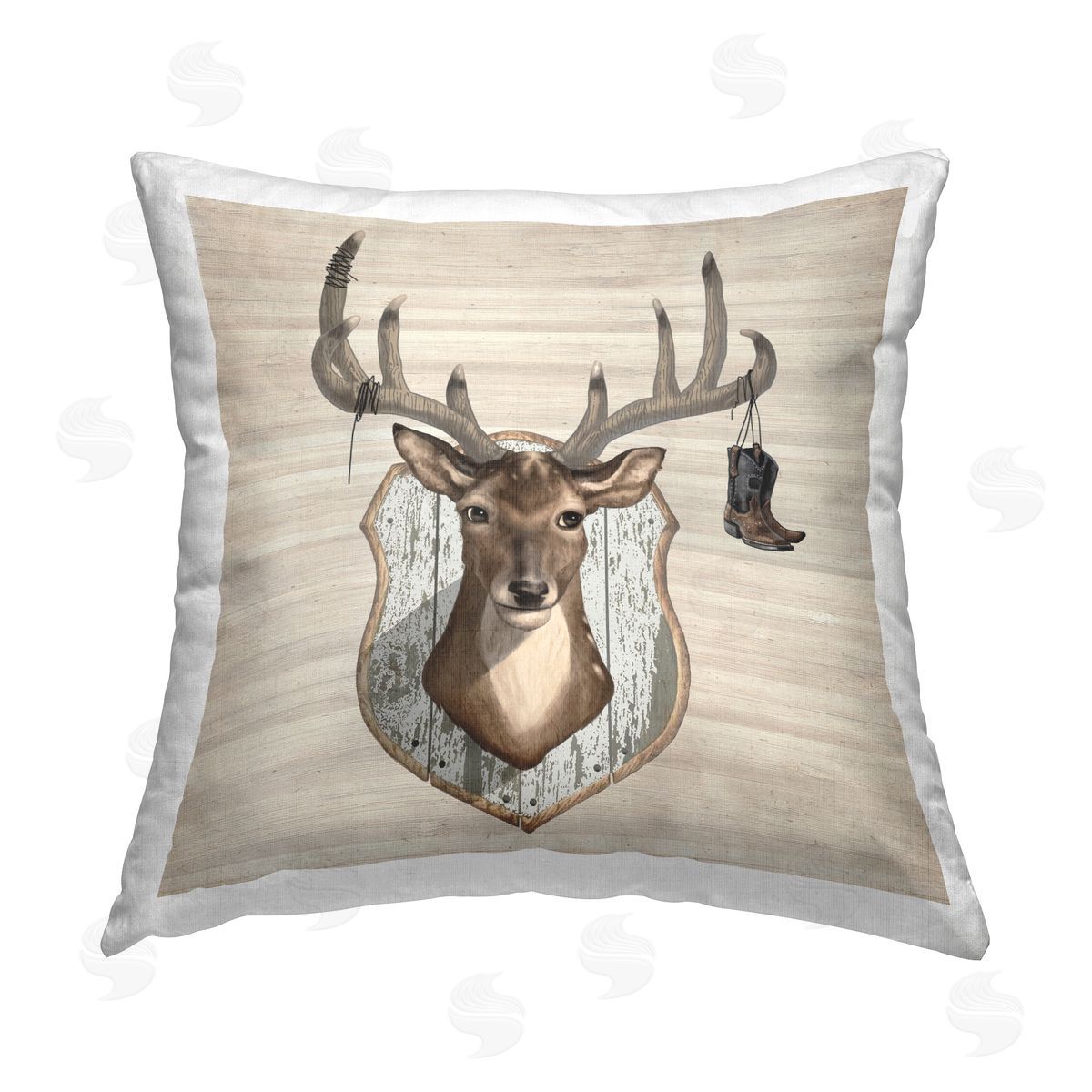 Deer Mount Cowboy Boots Decorative Printed Pillow, Home Decor by Lucca Sheppard