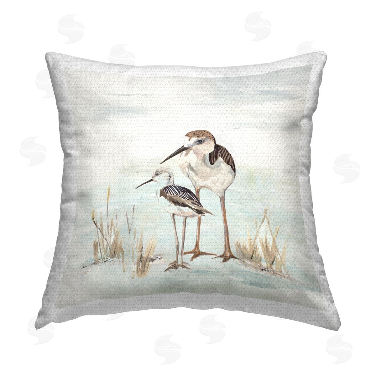 Two Sandpiper Beach Birds Outdoor Printed Pillow, Home Decor by Patricia Pinto