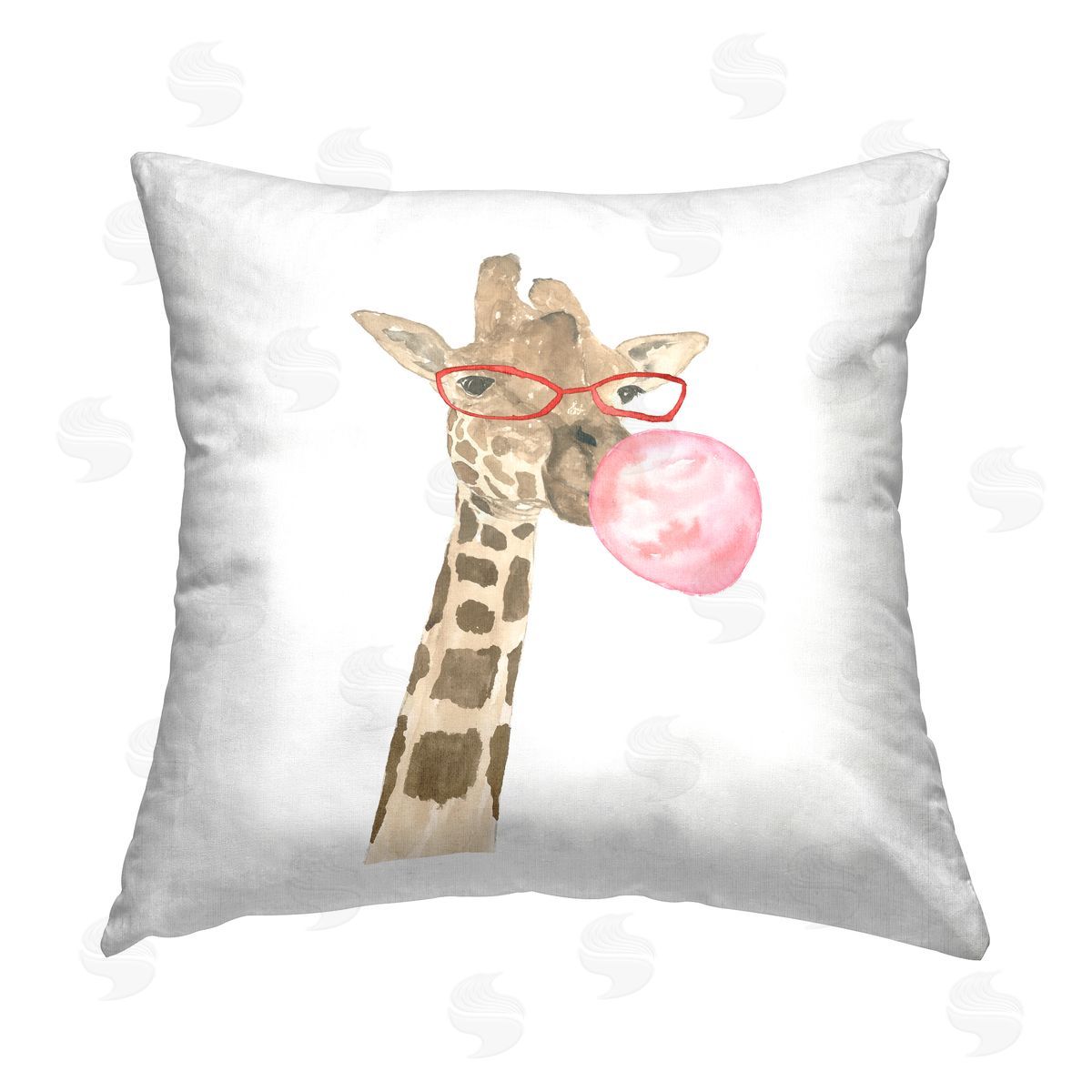 Fun Giraffe Bubblegum Decorative Printed Pillow, Home Decor by Lucille Price
