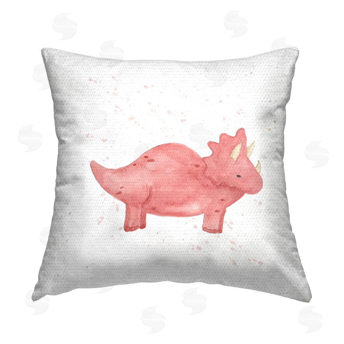 Pink Triceratops Dinosaur Outdoor Printed Pillow, Home Decor by Lucille Price