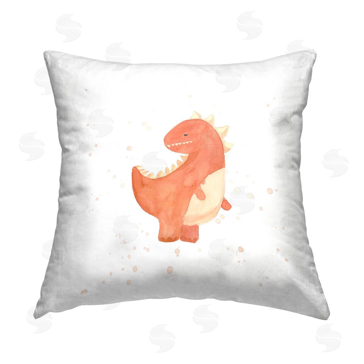 Orange Dinosaur Nursery Kids Decorative Printed Pillow, Home Decor by Lucille Price