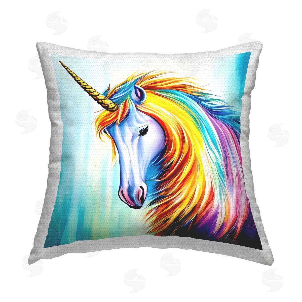 Bold Unicorn Rainbow Mane Outdoor Printed Pillow, Home Decor by Alpenglow Workshop