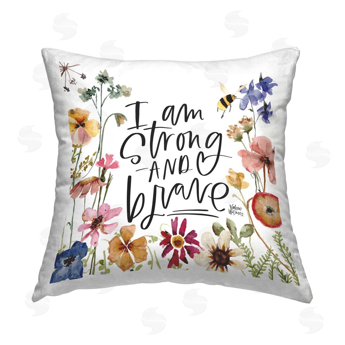 Strong & Brave Encouraging Confidence Decorative Printed Pillow, Home Decor by Valerie Weiners