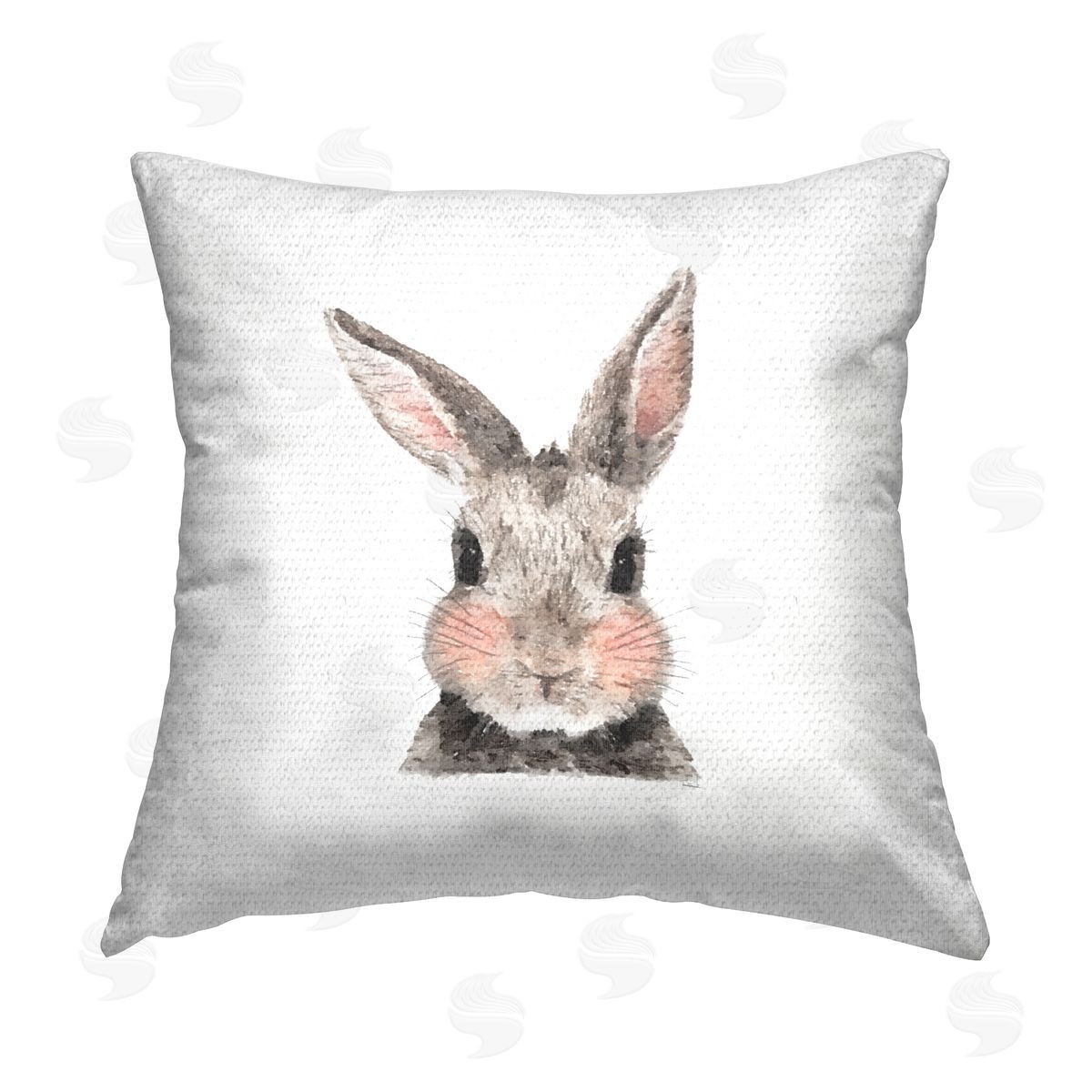 Cute Bunny Face Pink Cheeks Outdoor Printed Pillow, Home Decor by Amanda Greenwood