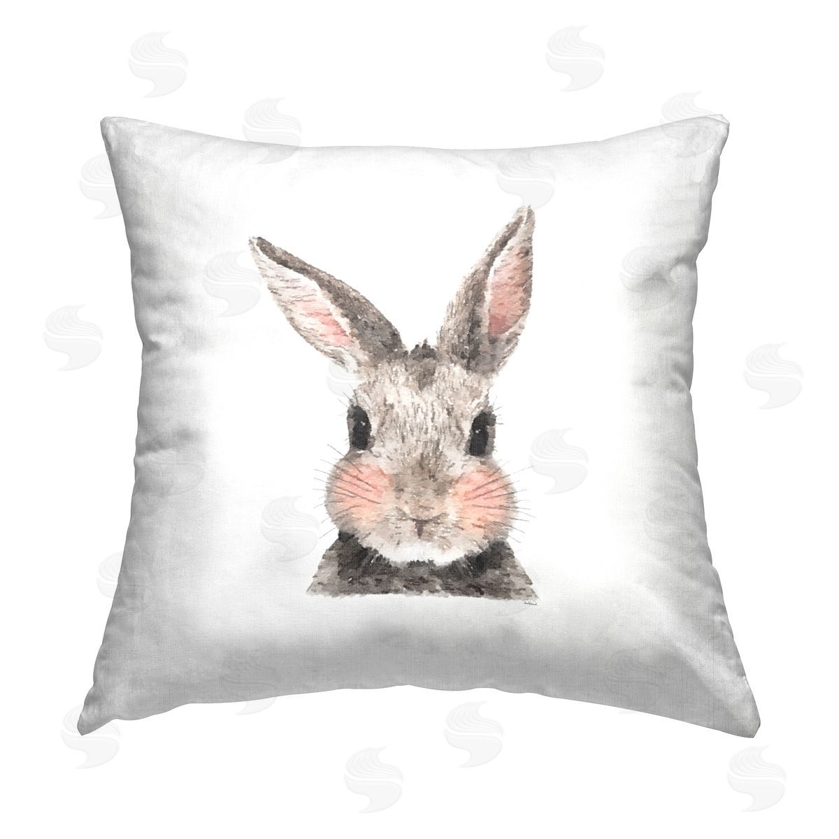 Cute Bunny Face Pink Cheeks Decorative Printed Pillow, Home Decor by Amanda Greenwood