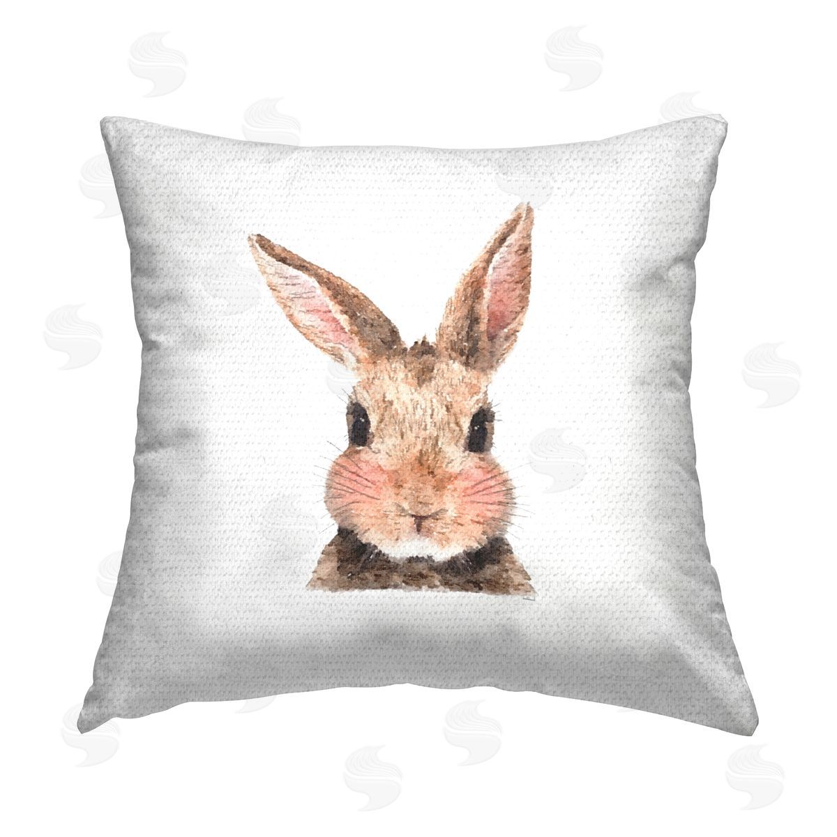 Happy Rabbit Face Animal Outdoor Printed Pillow, Home Decor by Amanda Greenwood