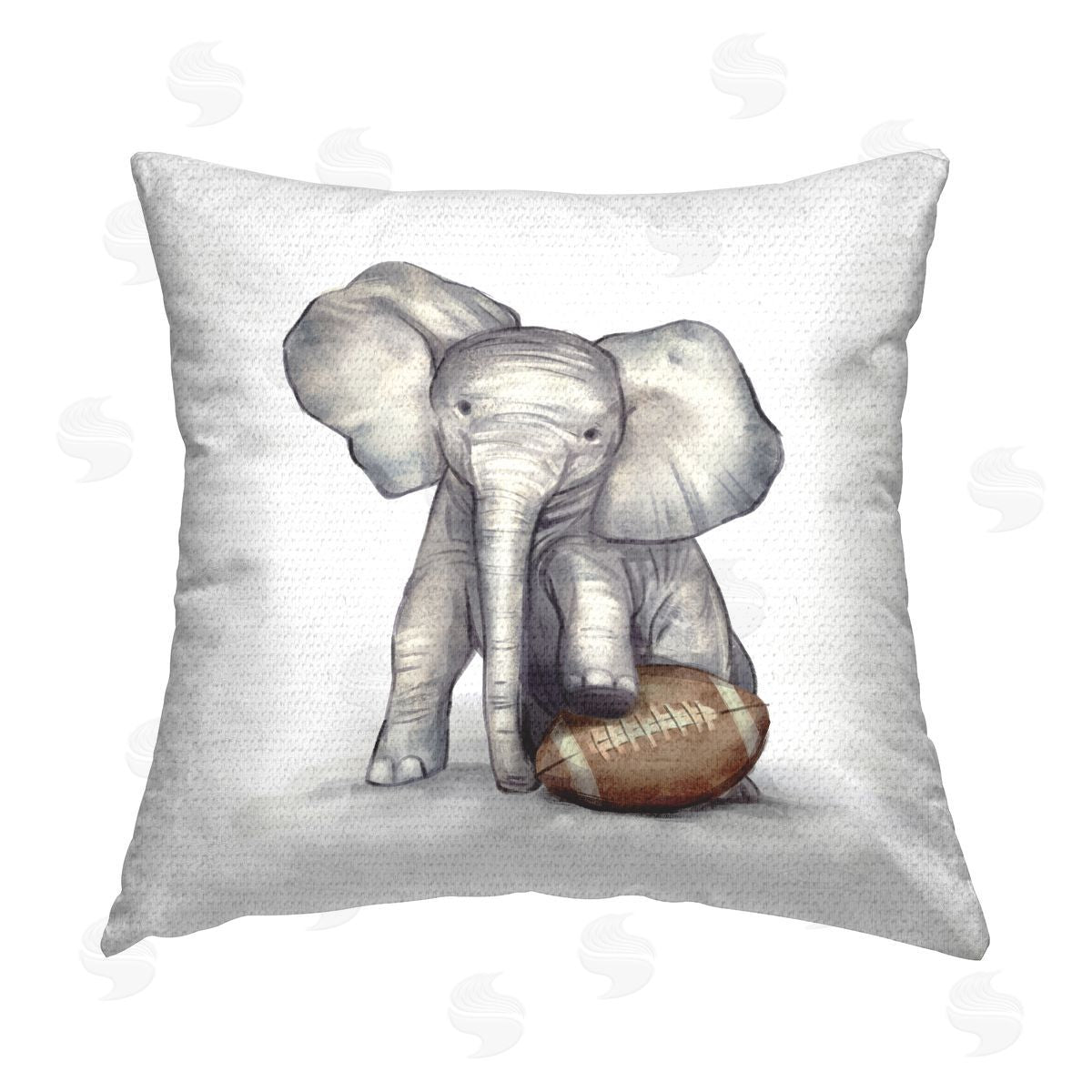 Football Elephant Sports Wildlife Outdoor Printed Pillow, Home Decor by Ziwei Li