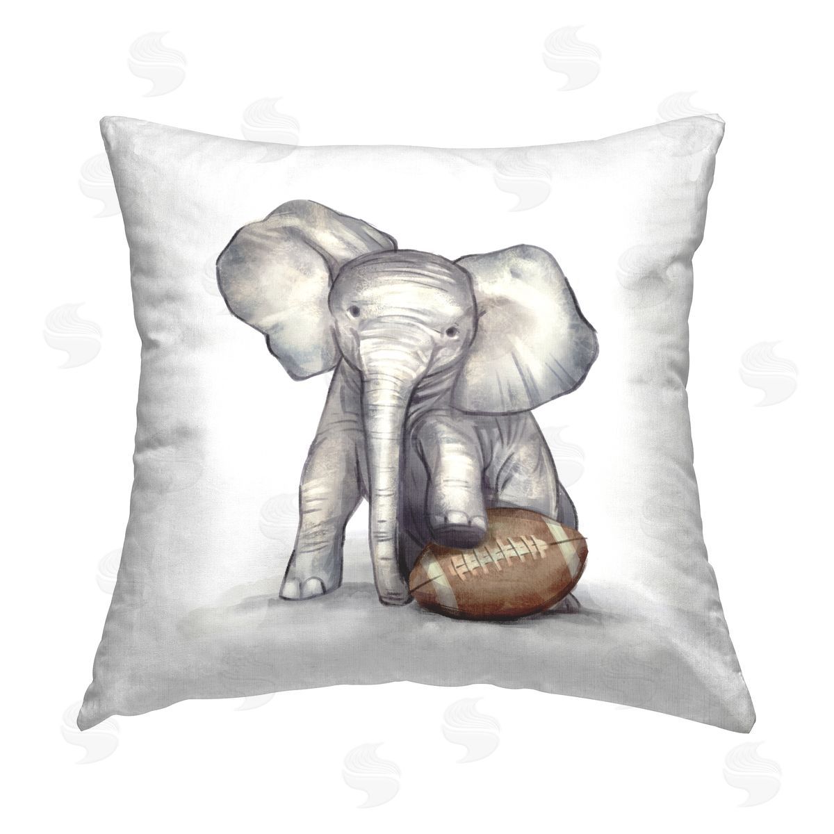 Football Elephant Sports Wildlife Decorative Printed Pillow, Home Decor by Ziwei Li