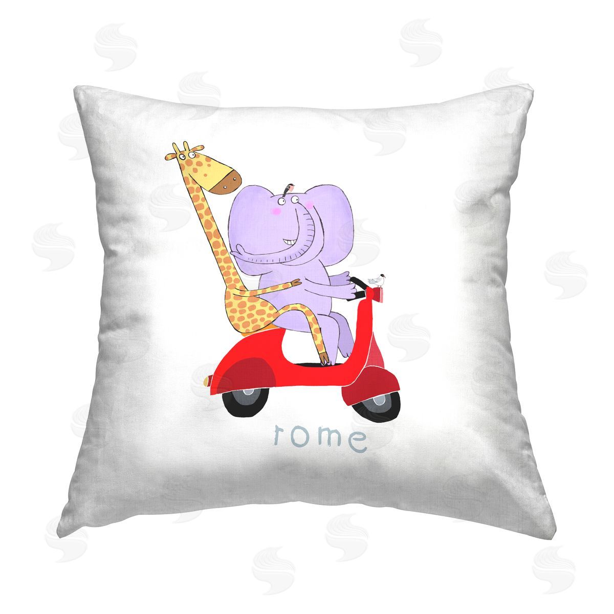 Rome Italy Giraffe & Elephant Decorative Printed Pillow, Home Decor by Carla Daly