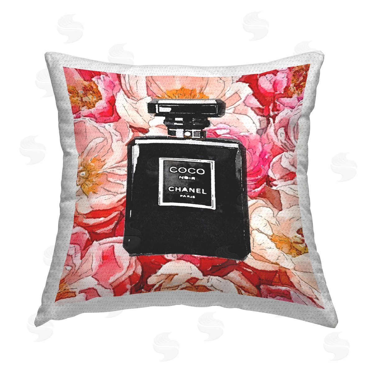 Chic Fashion Perfume Flowers Outdoor Printed Pillow, Home Decor by Amanda Greenwood