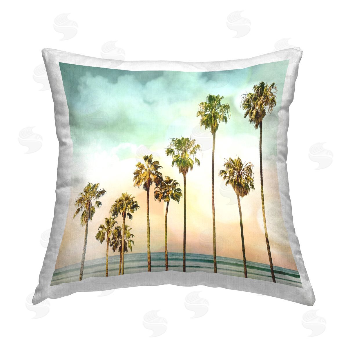 Palm Trees Tropical Ocean Coast Decorative Printed Pillow, Home Decor by Devon Davis
