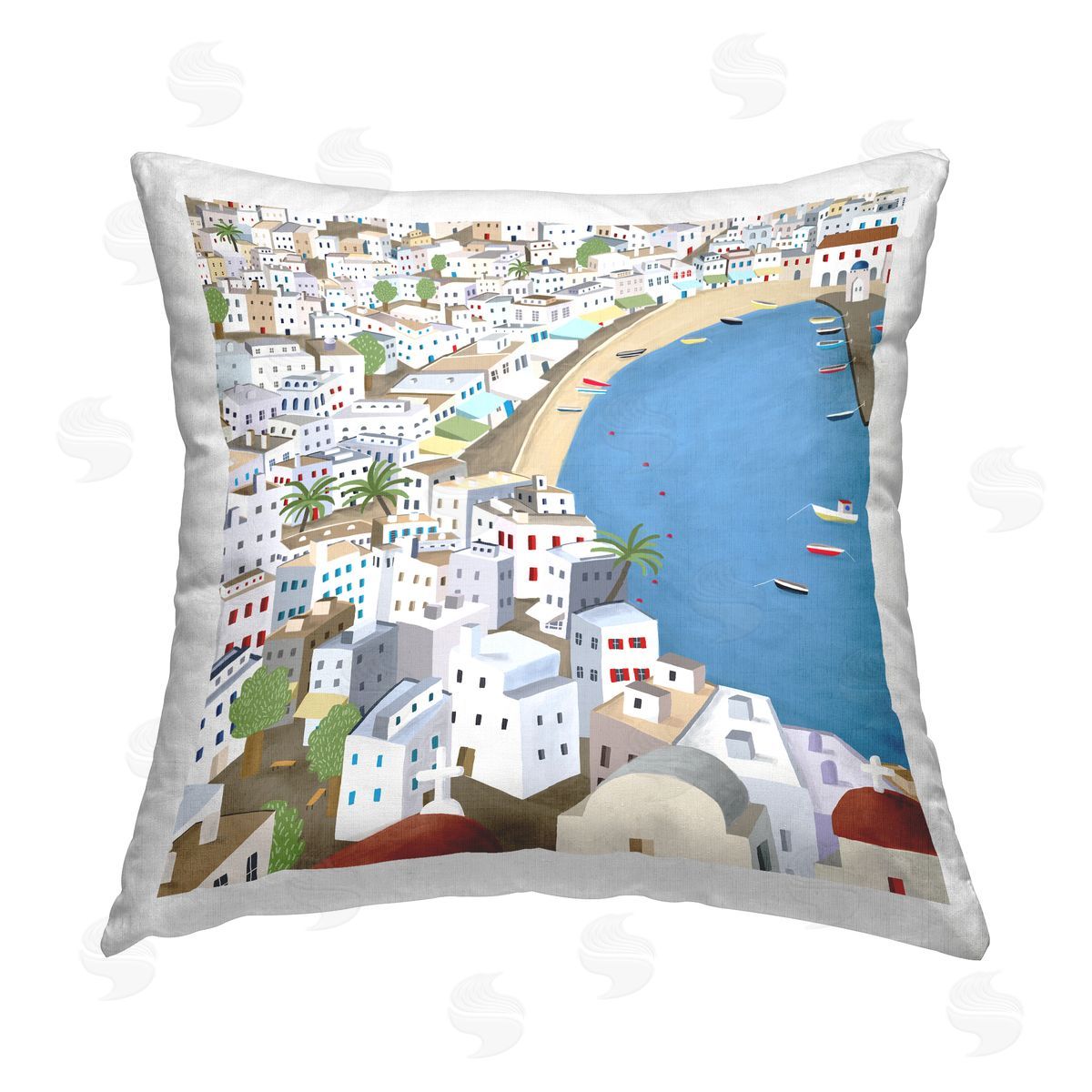 Beach Town Marina Dock Boats Decorative Printed Pillow, Home Decor by Carla Daly