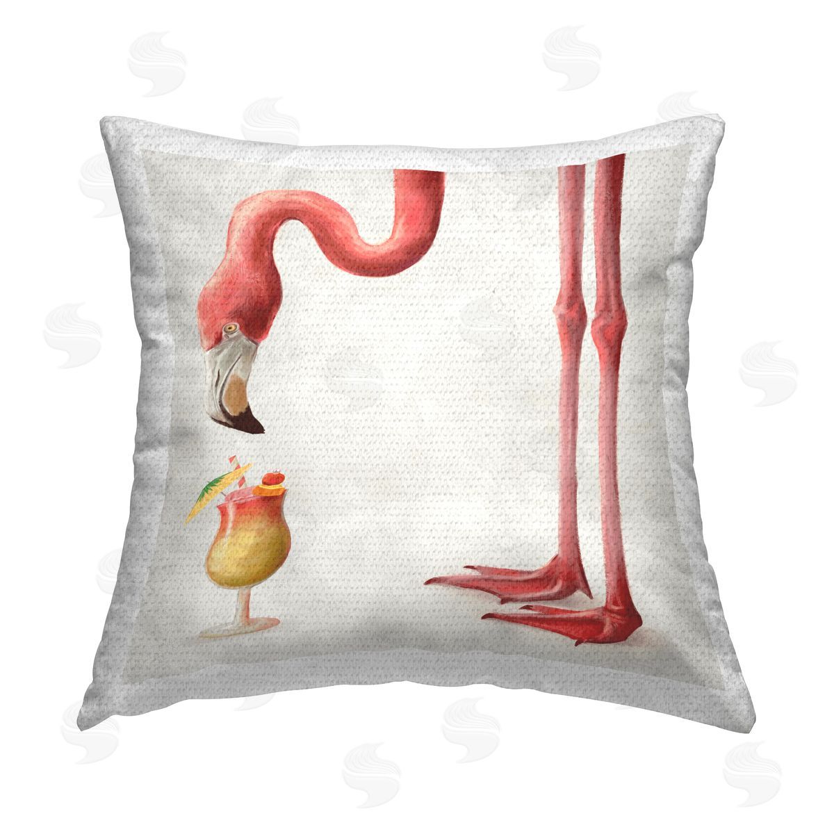 Flamingo Bird Tropical Cocktail Outdoor Printed Pillow, Home Decor by Ziwei Li