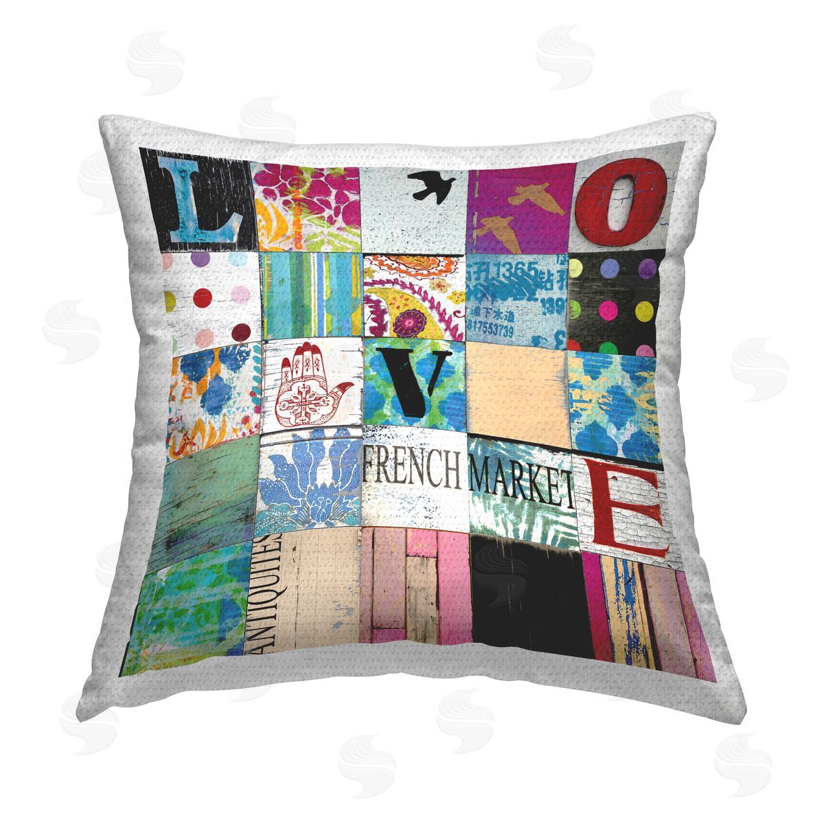 Vintage Love Letter Collage Outdoor Printed Pillow, Home Decor by Charlie Carter