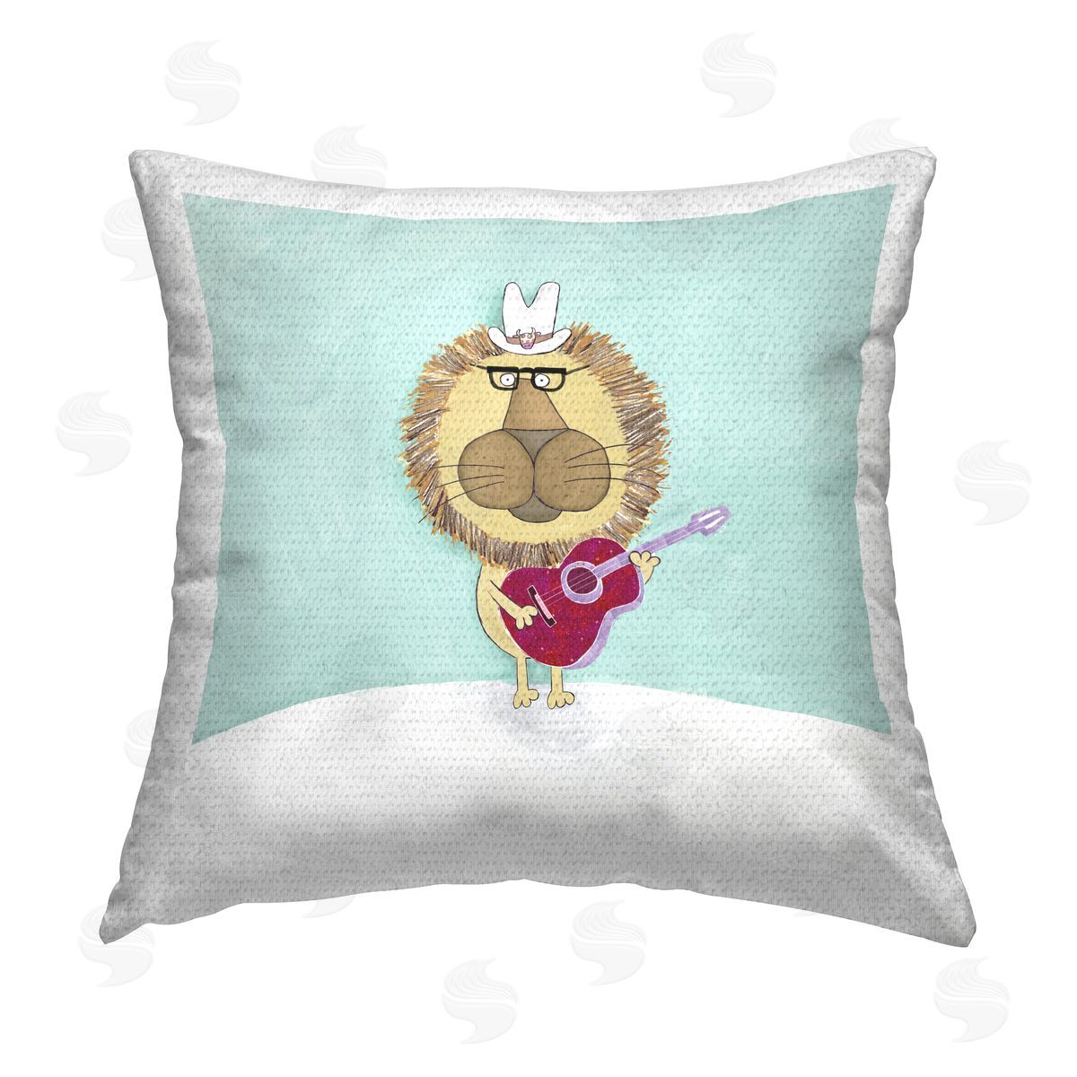 Cowboy Lion Guitarist Musician Outdoor Printed Pillow, Home Decor by Carla Daly