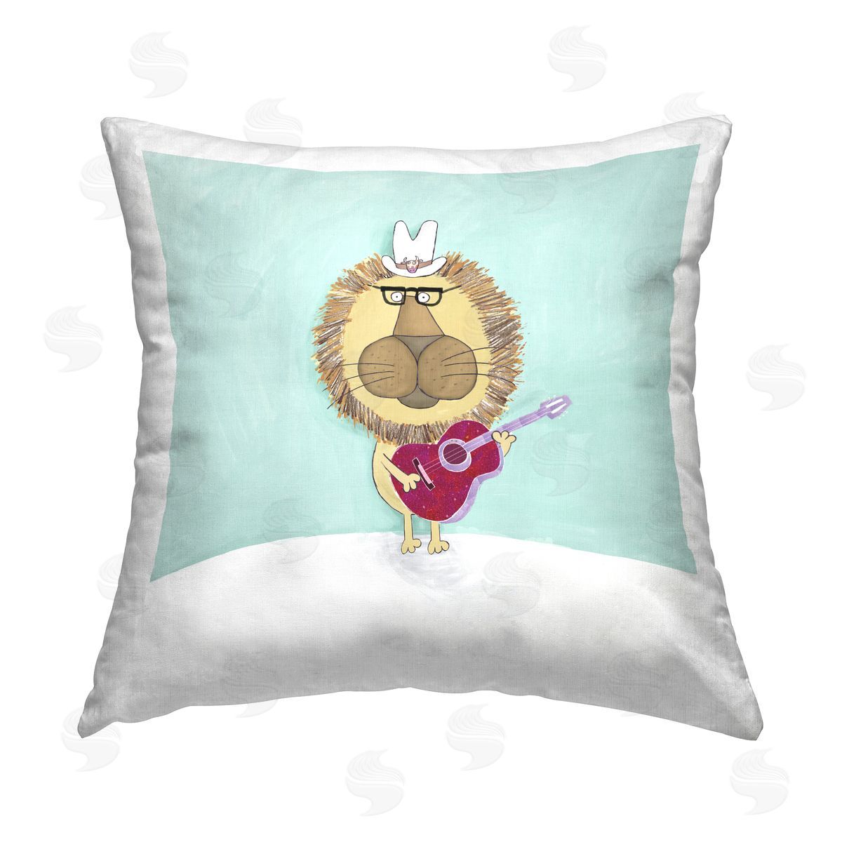 Cowboy Lion Guitarist Musician Decorative Printed Pillow, Home Decor by Carla Daly