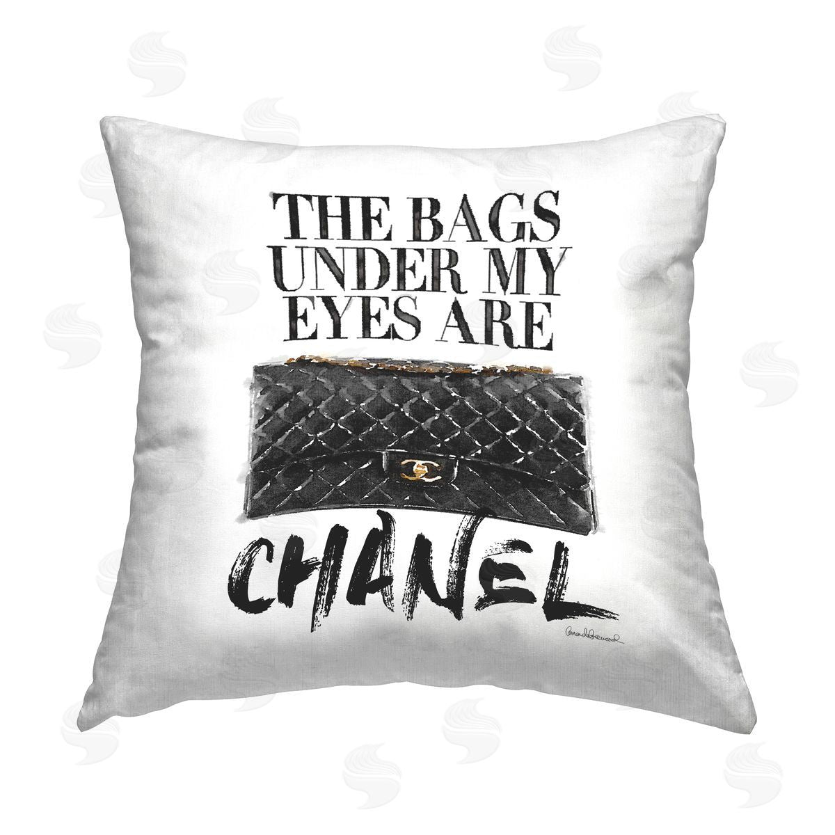 Eye Bags Are Designer Fun Glam Decorative Printed Pillow, Home Decor by Amanda Greenwood