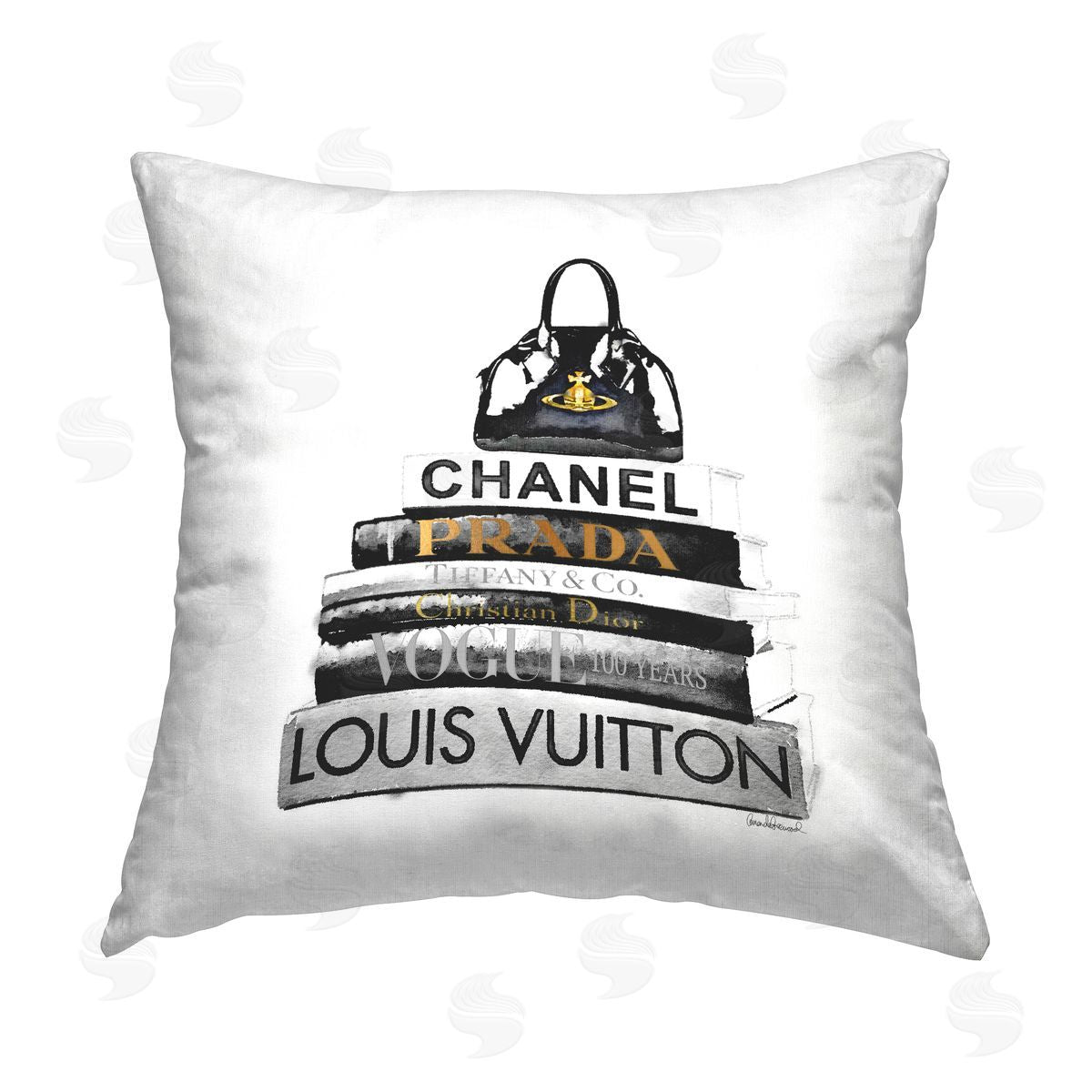 Black & White Fashion Books Stacked Decorative Printed Pillow, Home Decor by Amanda Greenwood