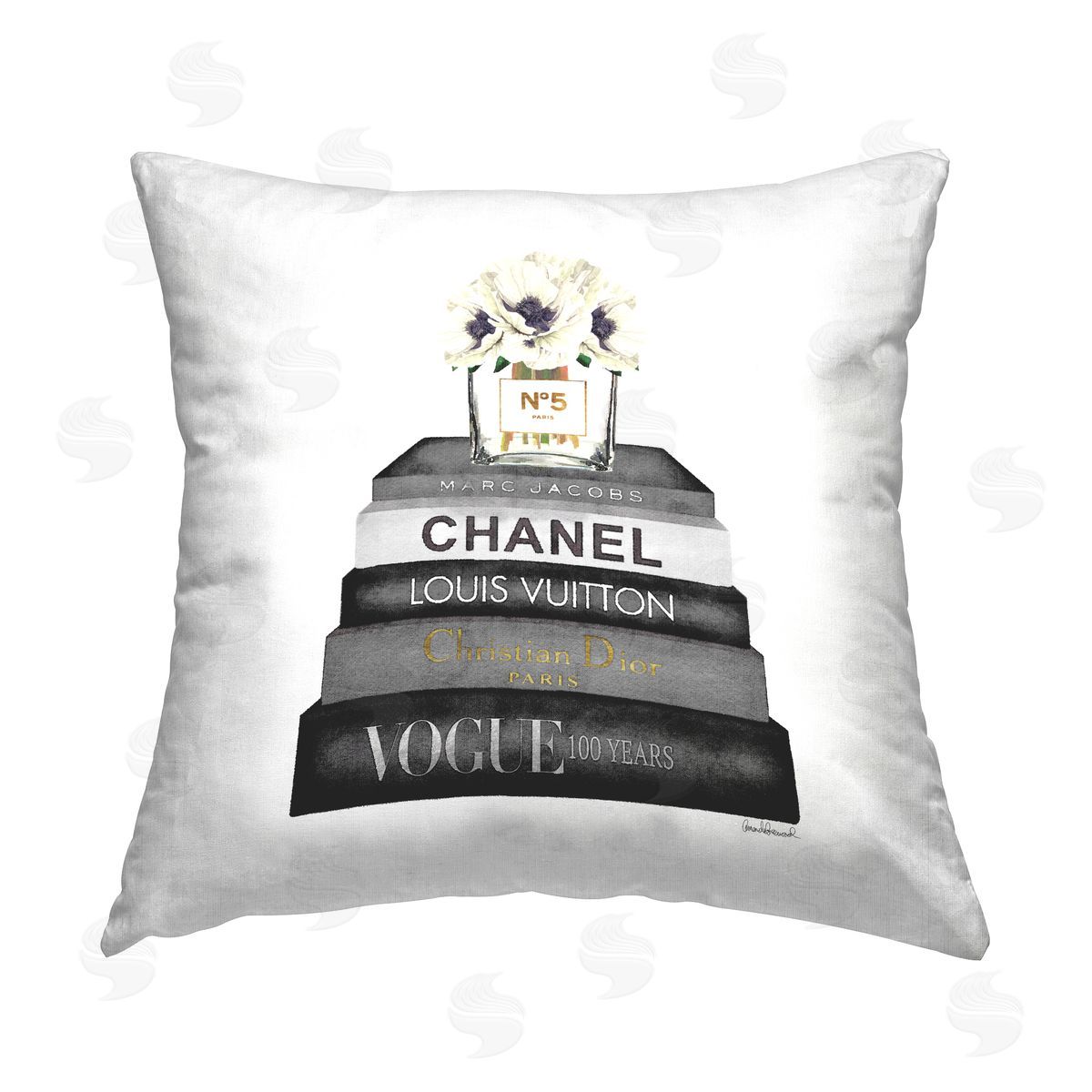 Poppy Blossoms Chic Fashion Books Decorative Printed Pillow, Home Decor by Amanda Greenwood