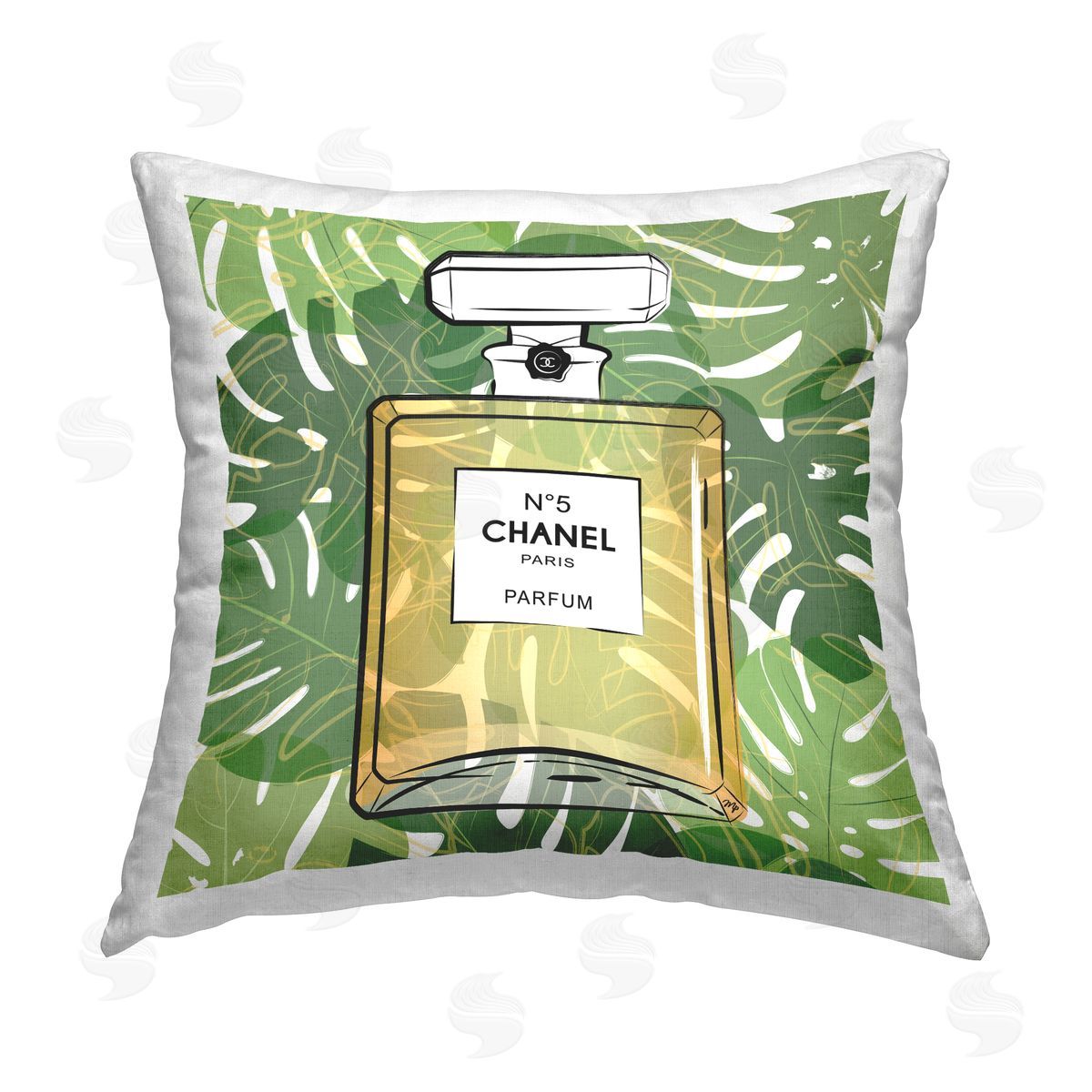 Tropical Monstera Leaves Perfume Decorative Printed Pillow, Home Decor by Martina Pavlova