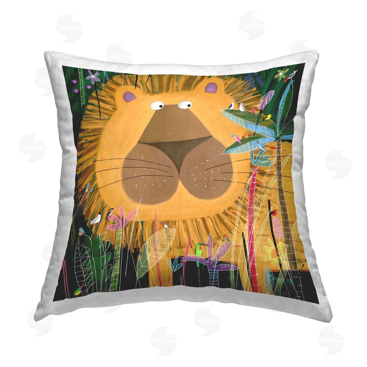 Lion Jungle Plants Animal Nature Decorative Printed Pillow, Home Decor by Carla Daly