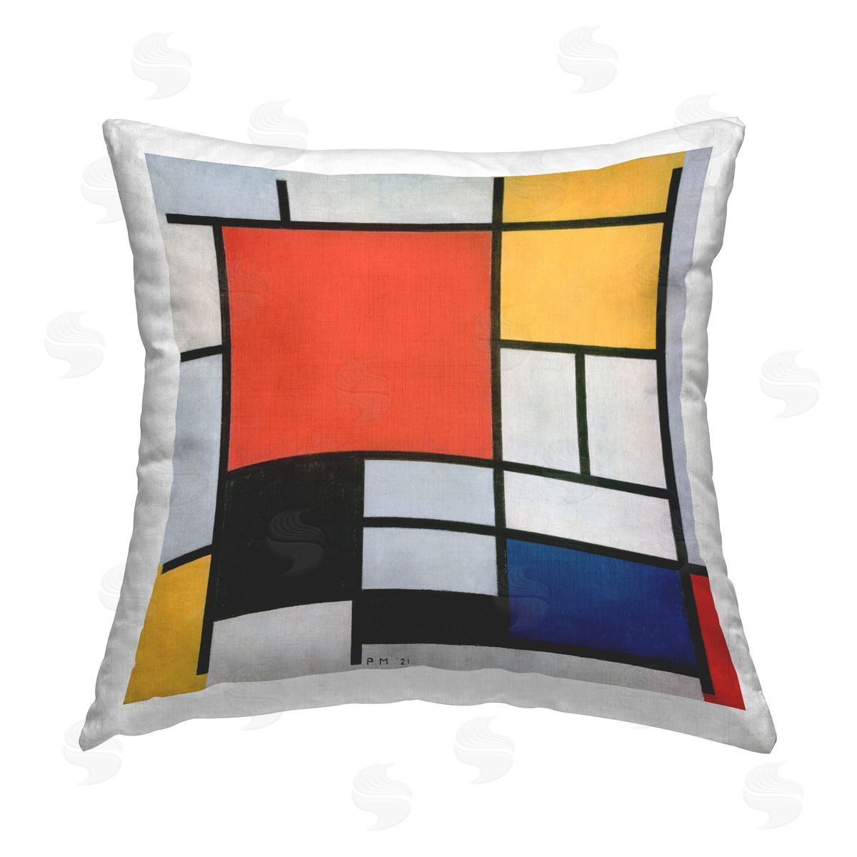 Classic Mondrian Abstract Squares Decorative Printed Pillow, Home Decor by one1000paintings