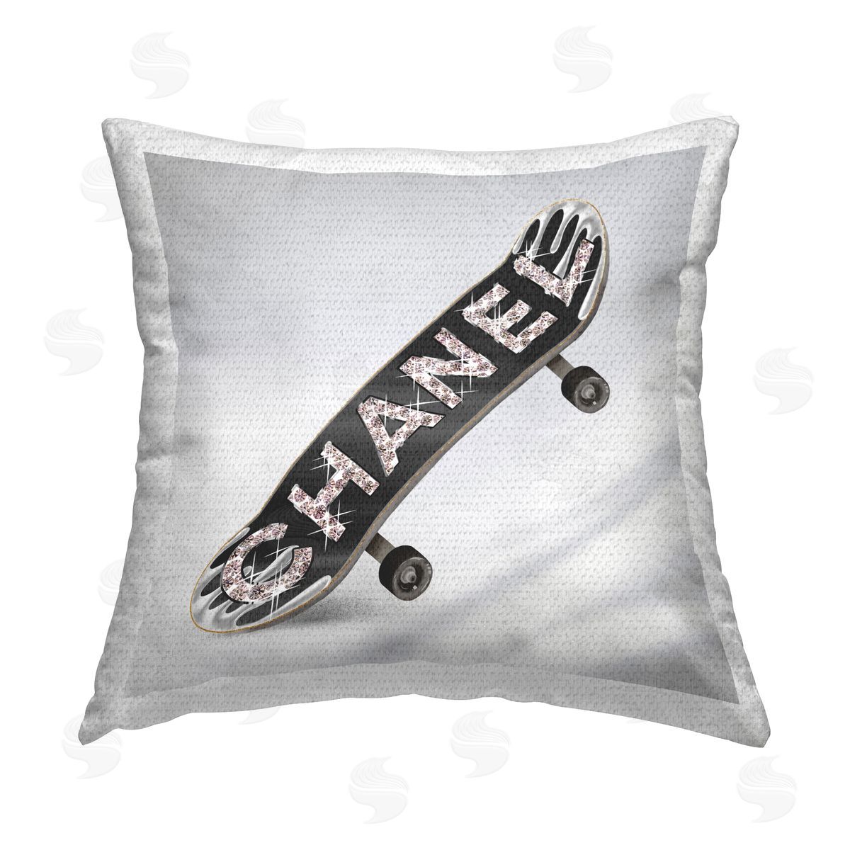 Black Glam Brand Skateboard Outdoor Printed Pillow, Home Decor by Ziwei Li