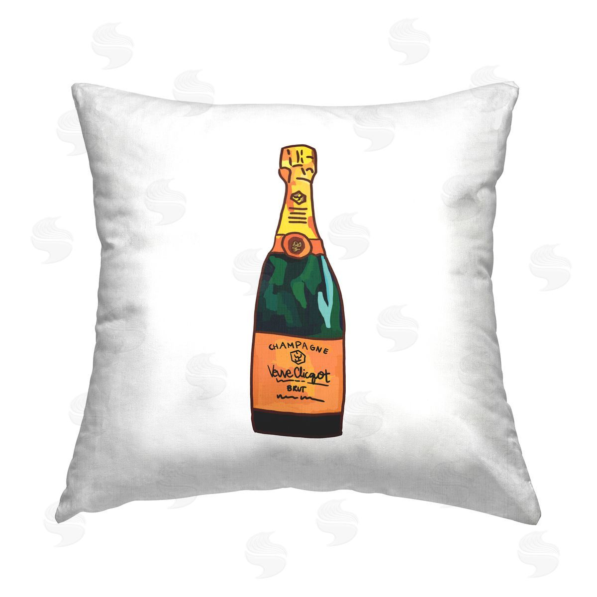 Casual Champagne Bottle Decorative Printed Pillow, Home Decor by Amelia Noyes