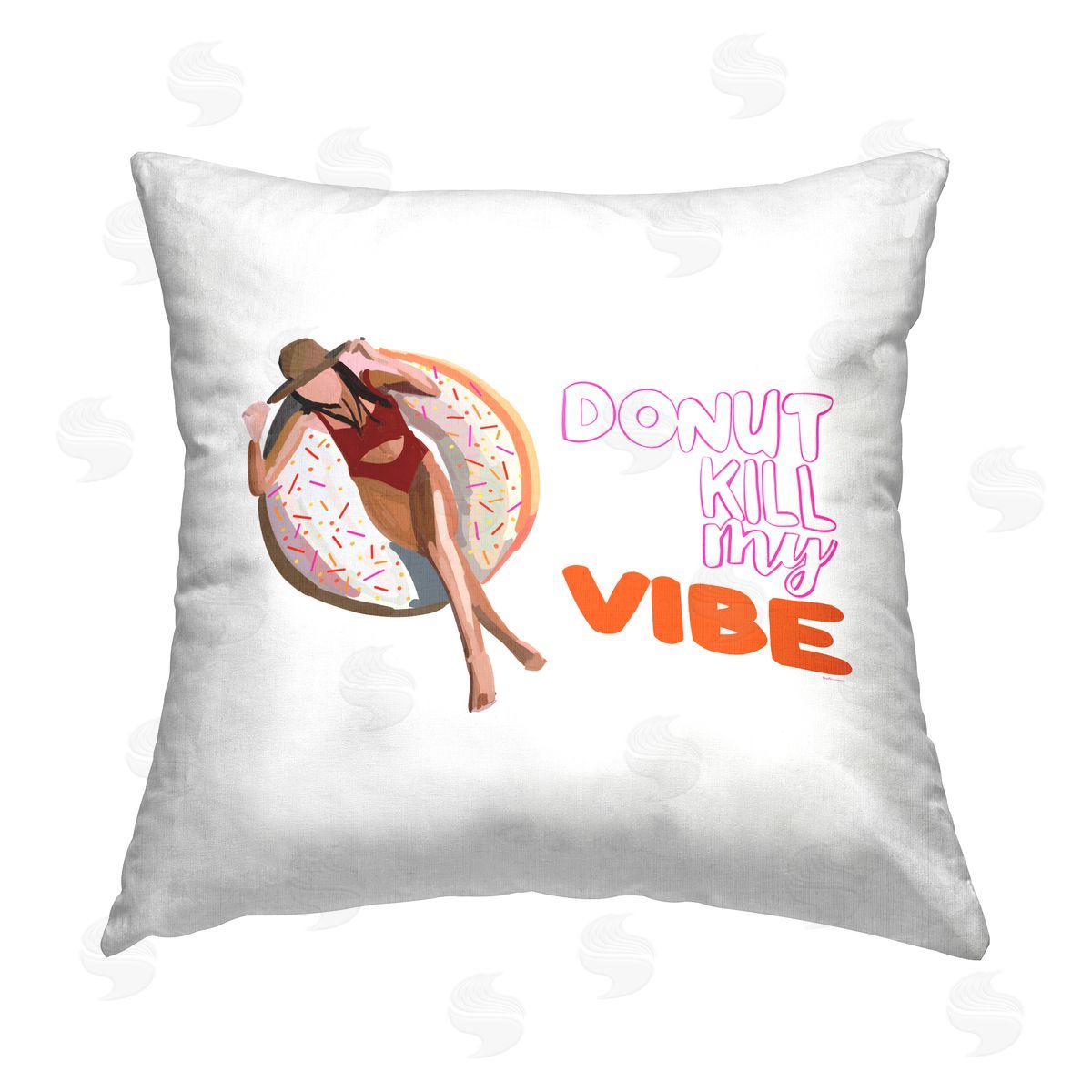 Donut Kill My Vibe Fun Summer Float Decorative Printed Pillow, Home Decor by Amelia Noyes