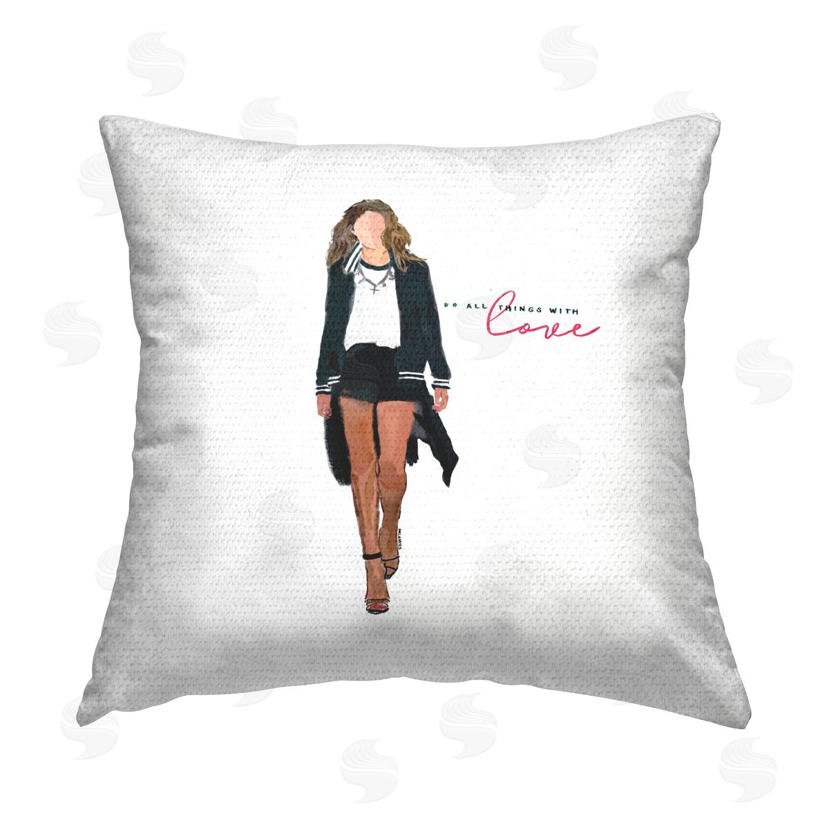 Do All Things With Love Trendy Girl Outdoor Printed Pillow, Home Decor by Amelia Noyes