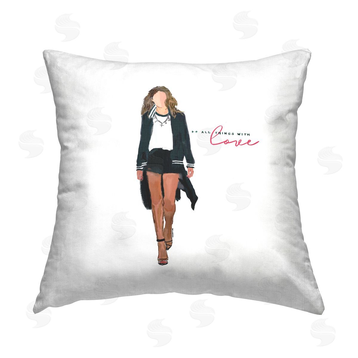 Do All Things With Love Trendy Girl Decorative Printed Pillow, Home Decor by Amelia Noyes