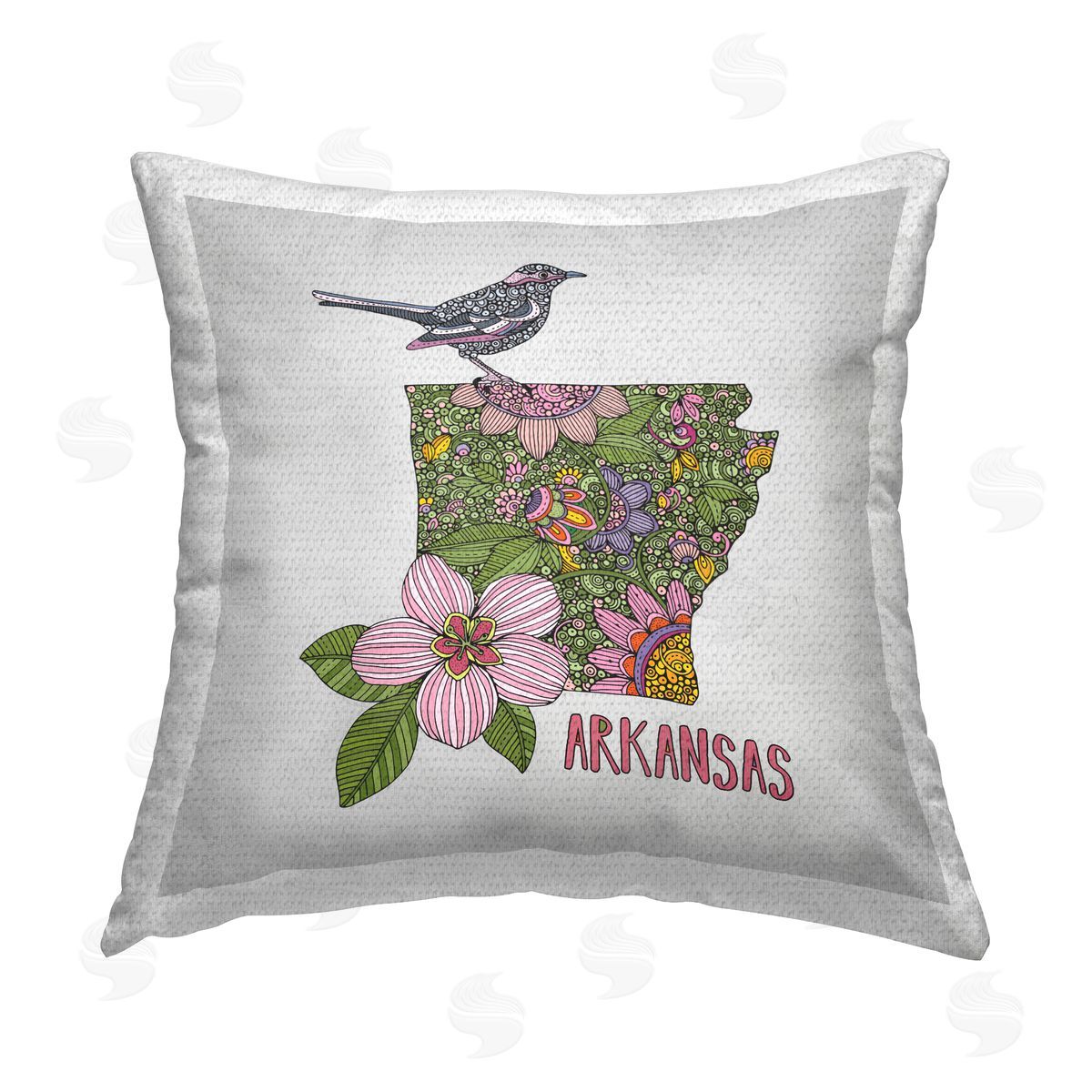 Arkansas Apple Blossom Patterned Outdoor Printed Pillow, Home Decor by Valentina Harper