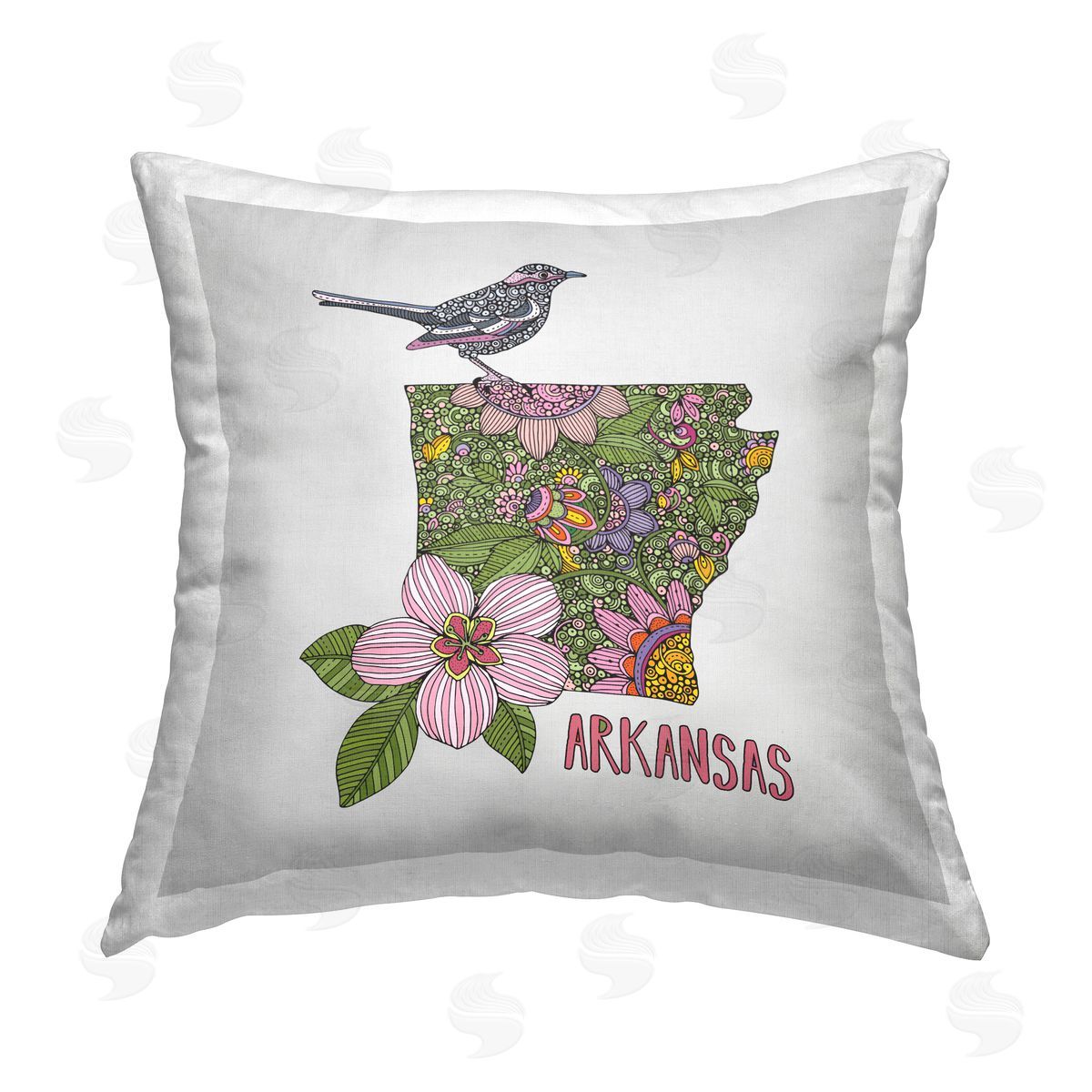 Arkansas Apple Blossom Patterned Decorative Printed Pillow, Home Decor by Valentina Harper