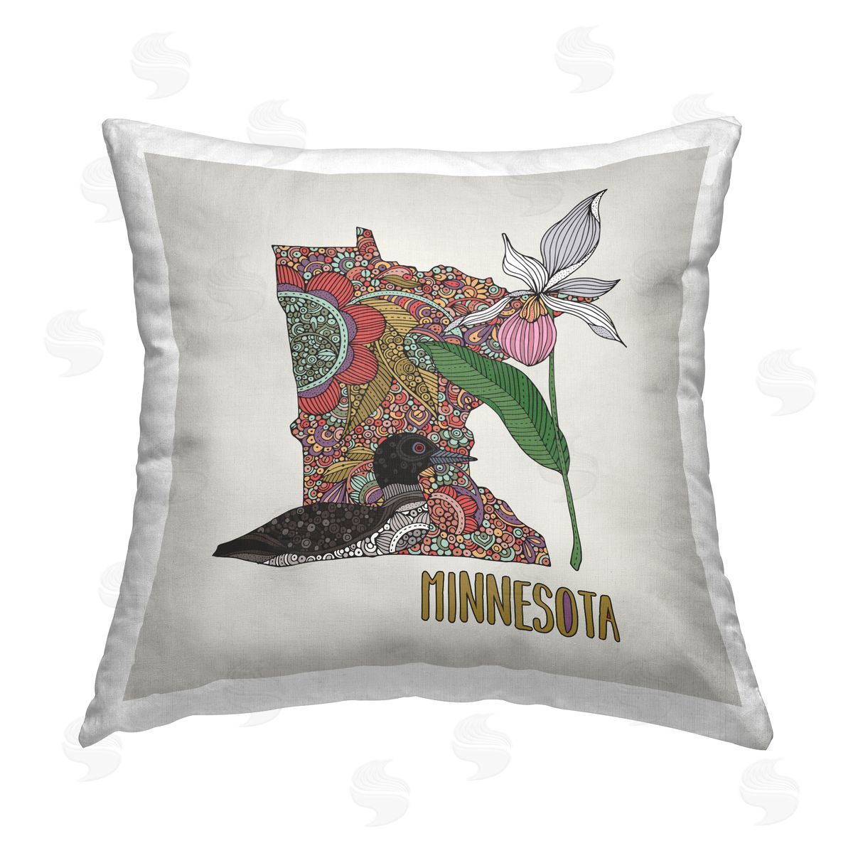 Minnesota State Flower & Bird Decorative Printed Pillow, Home Decor by Valentina Harper