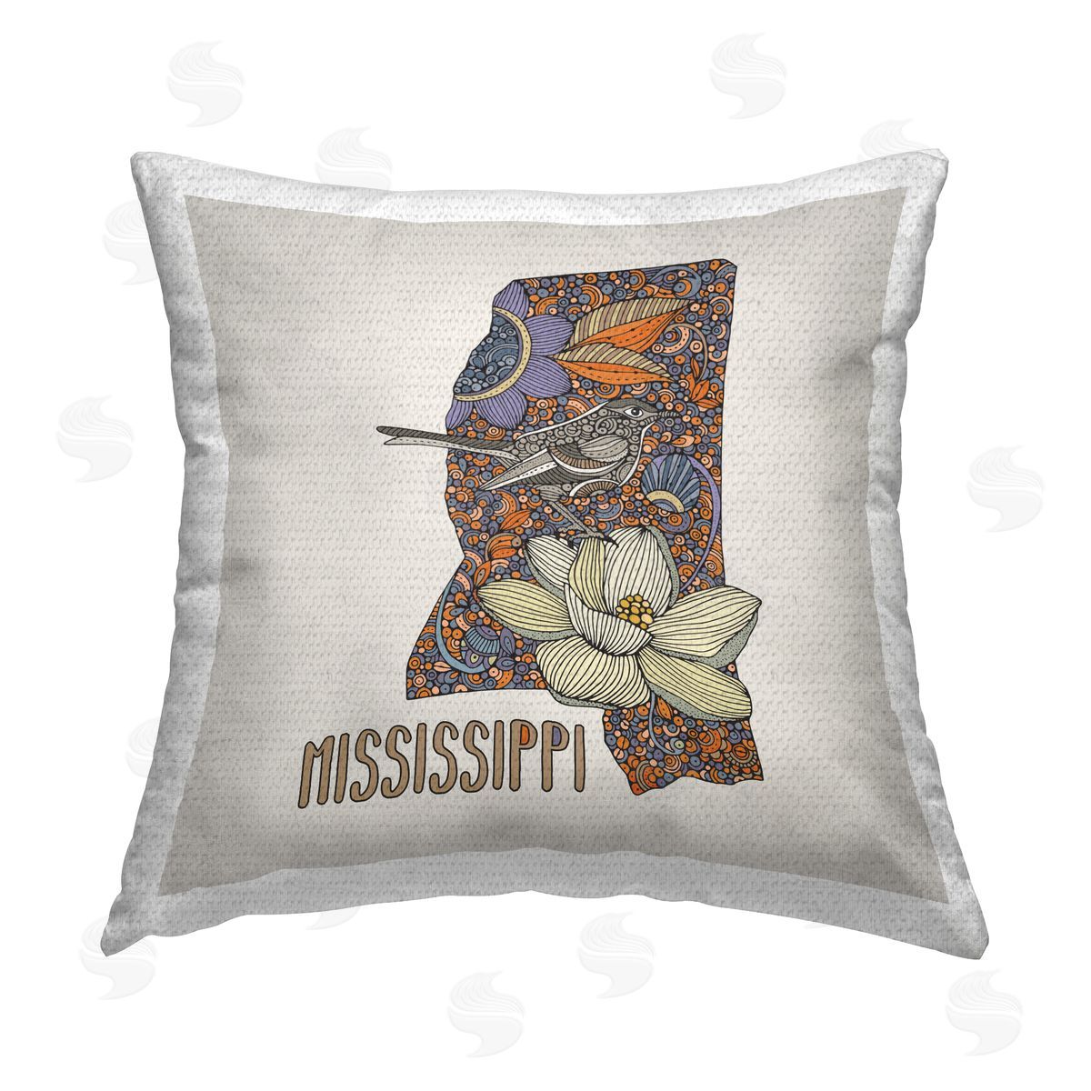 Mississippi Floral State Bird Outdoor Printed Pillow, Home Decor by Valentina Harper