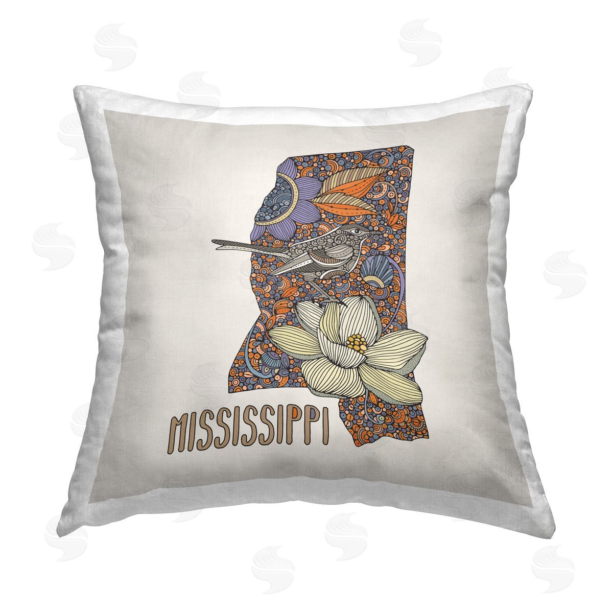 Mississippi Floral State Bird Decorative Printed Pillow, Home Decor by Valentina Harper