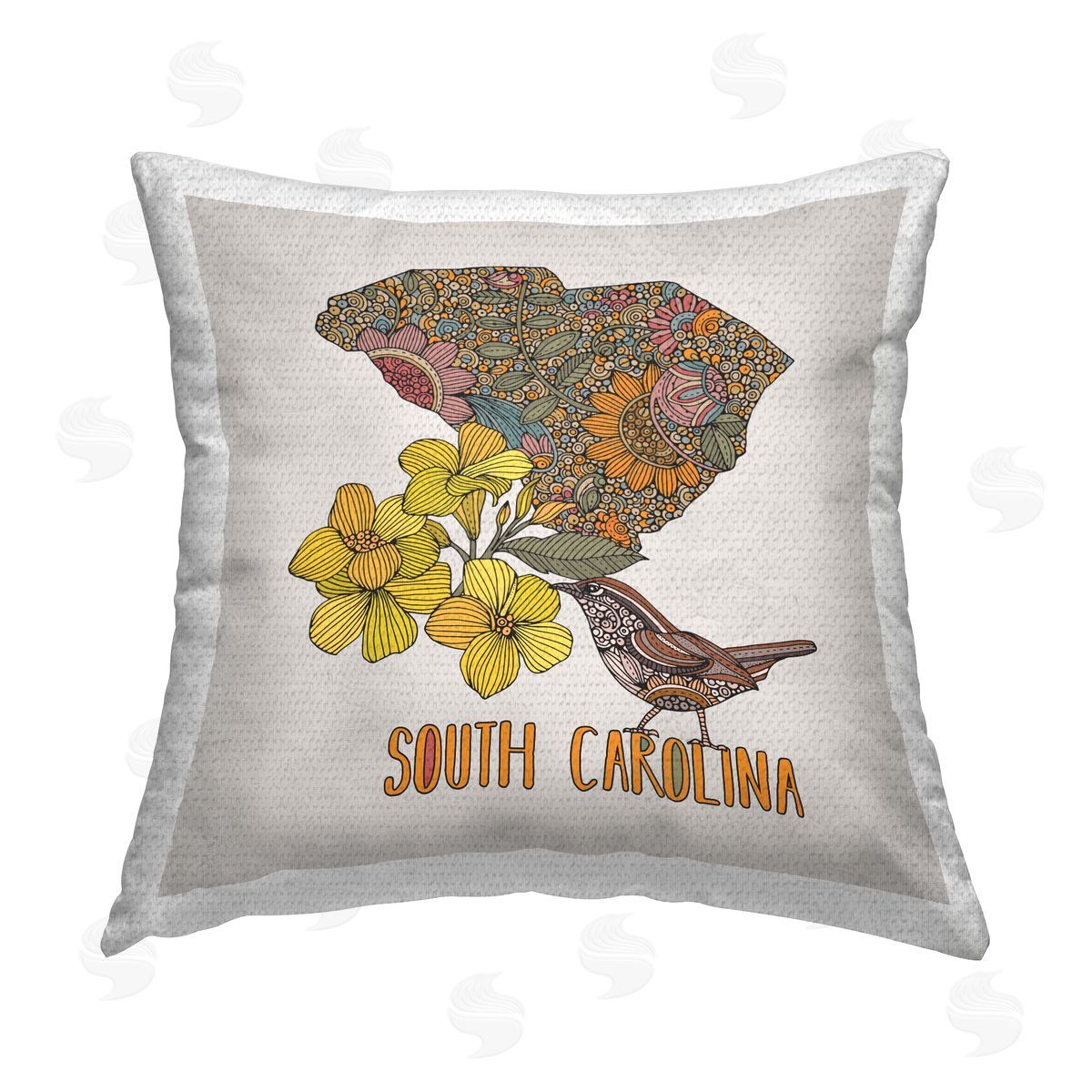 South Carolina Mandala Pattern Outdoor Printed Pillow, Home Decor by Valentina Harper