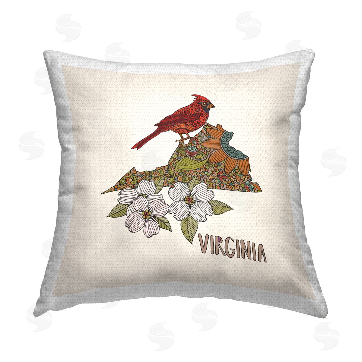 Virginia Patterned State Flower Outdoor Printed Pillow, Home Decor by Valentina Harper