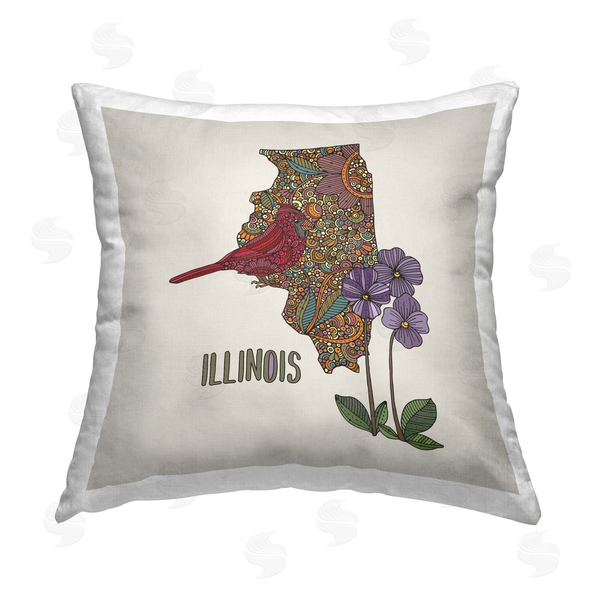 Illinois State Bird & Flower Decorative Printed Pillow, Home Decor by Valentina Harper