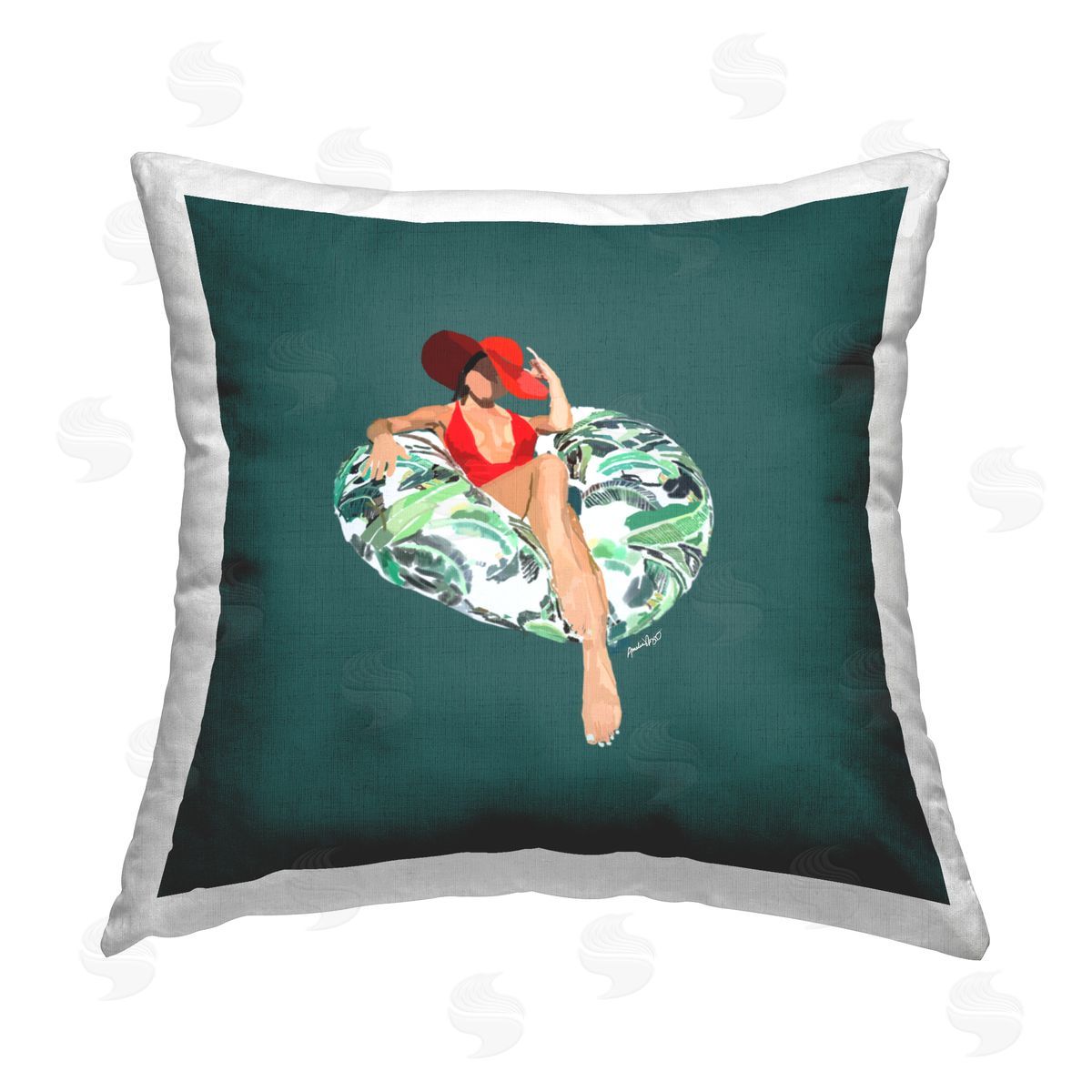 Chic Stylish Woman Pool Float Decorative Printed Pillow, Home Decor by Amelia Noyes