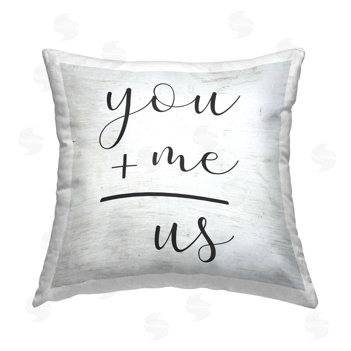 You + Me = Us Romantic Equation Decorative Printed Pillow, Home Decor by Lettered and Lined
