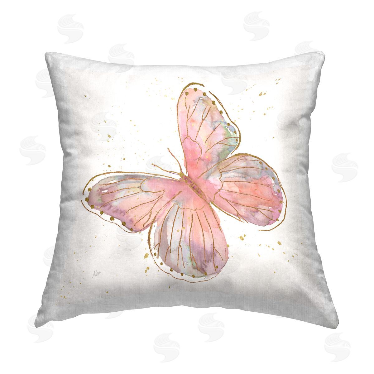 Pink Glam Glimmering Butterfly Decorative Printed Pillow, Home Decor by Nan