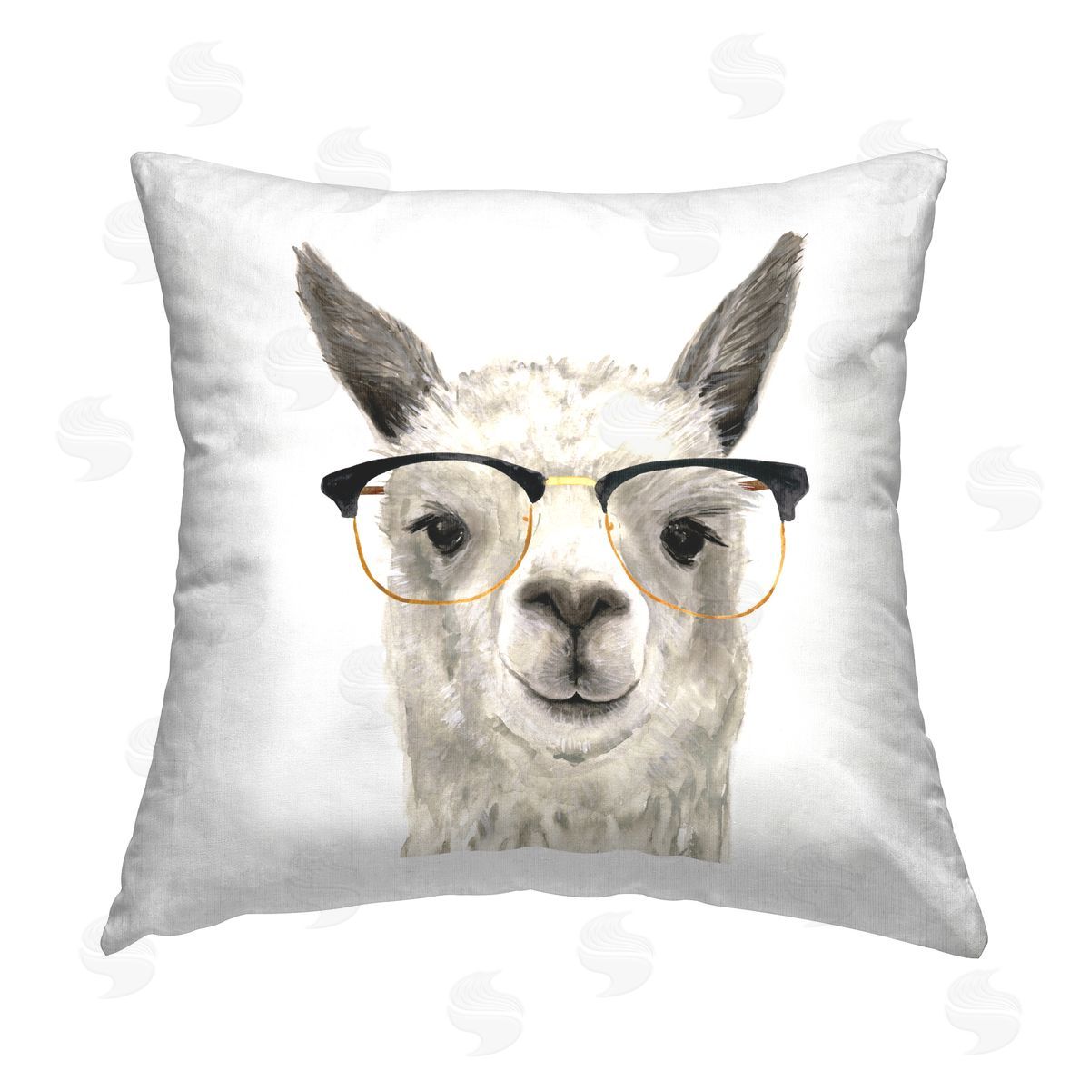 Fun Llama Wearing Glasses Portrait Decorative Printed Pillow, Home Decor by Victoria Borges