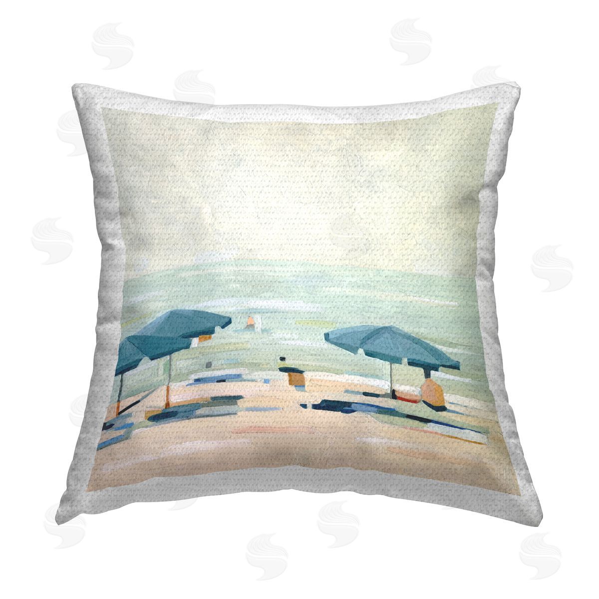Coastal Summer Beach Shore Scenery Outdoor Printed Pillow, Home Decor by Emma Scarvey