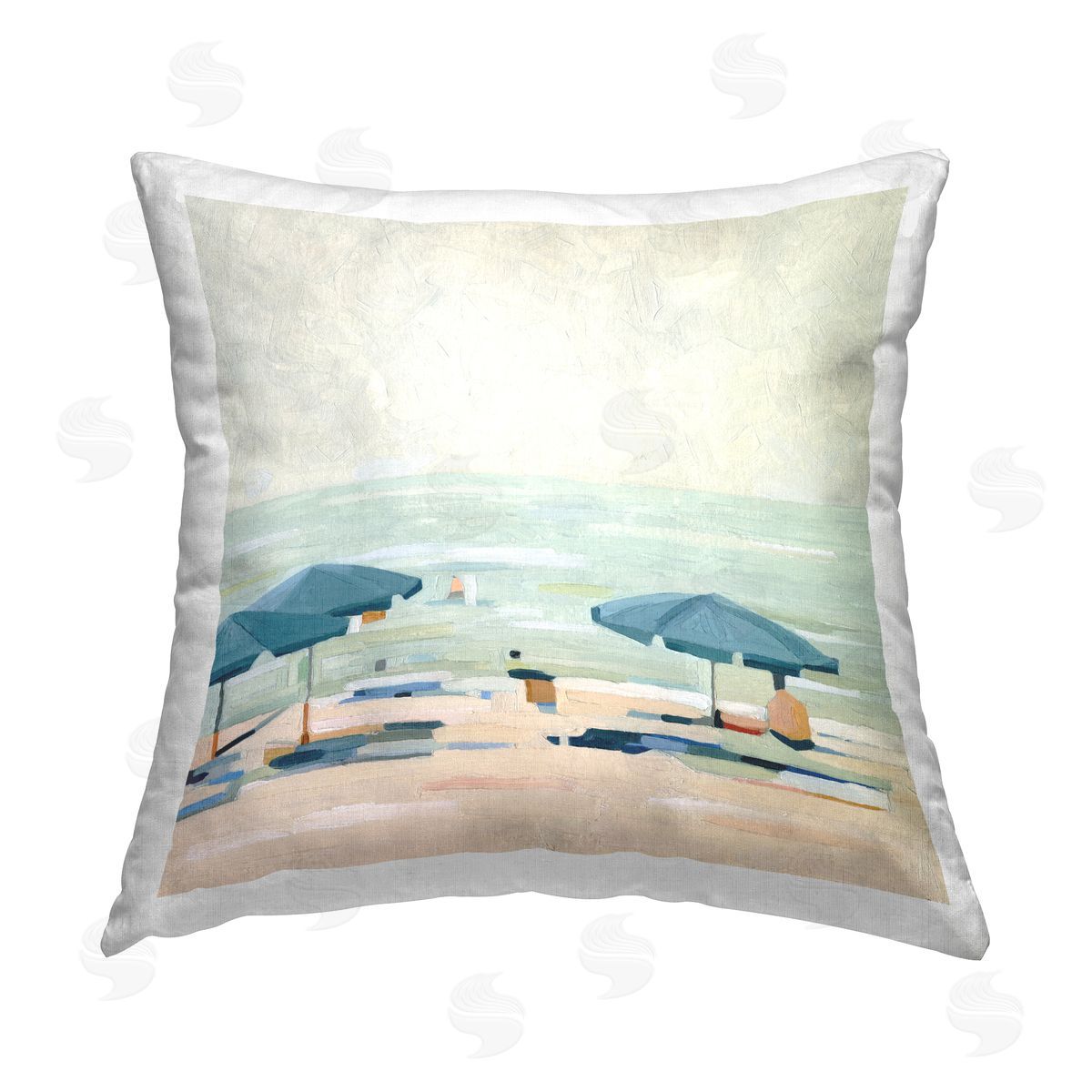 Coastal Summer Beach Shore Scenery Decorative Printed Pillow, Home Decor by Emma Scarvey