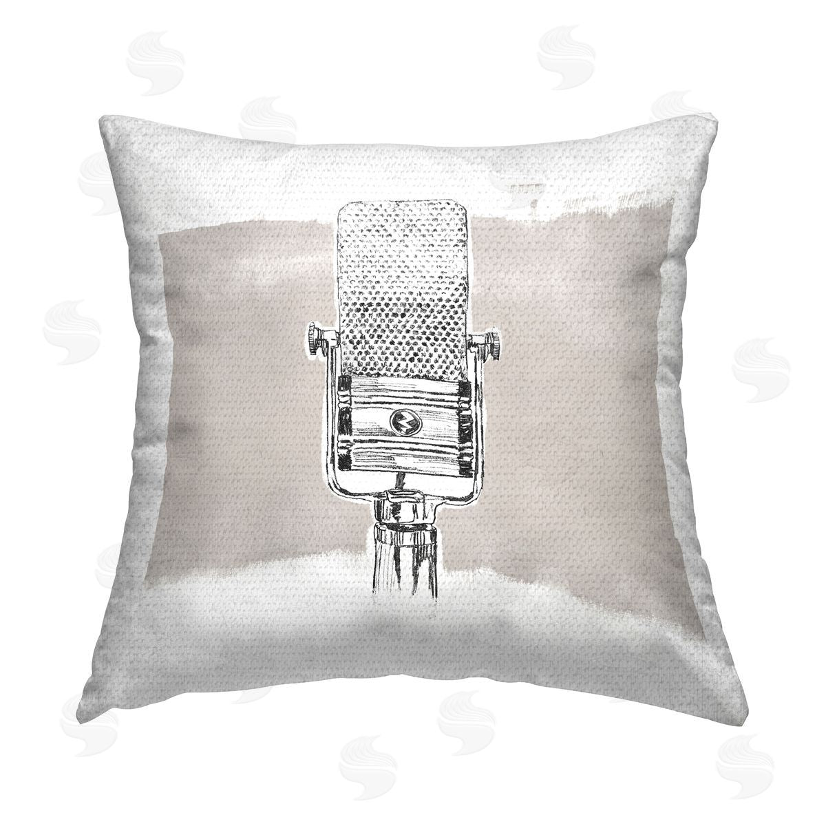 Vintage Microphone Music Mic Outdoor Printed Pillow, Home Decor by June Erica Vess