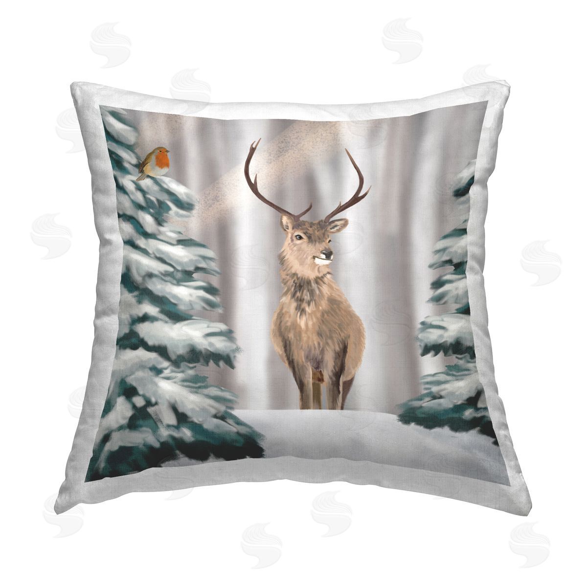 Winter Woodland Elk Decorative Printed Pillow, Home Decor by Lemon & Sugar