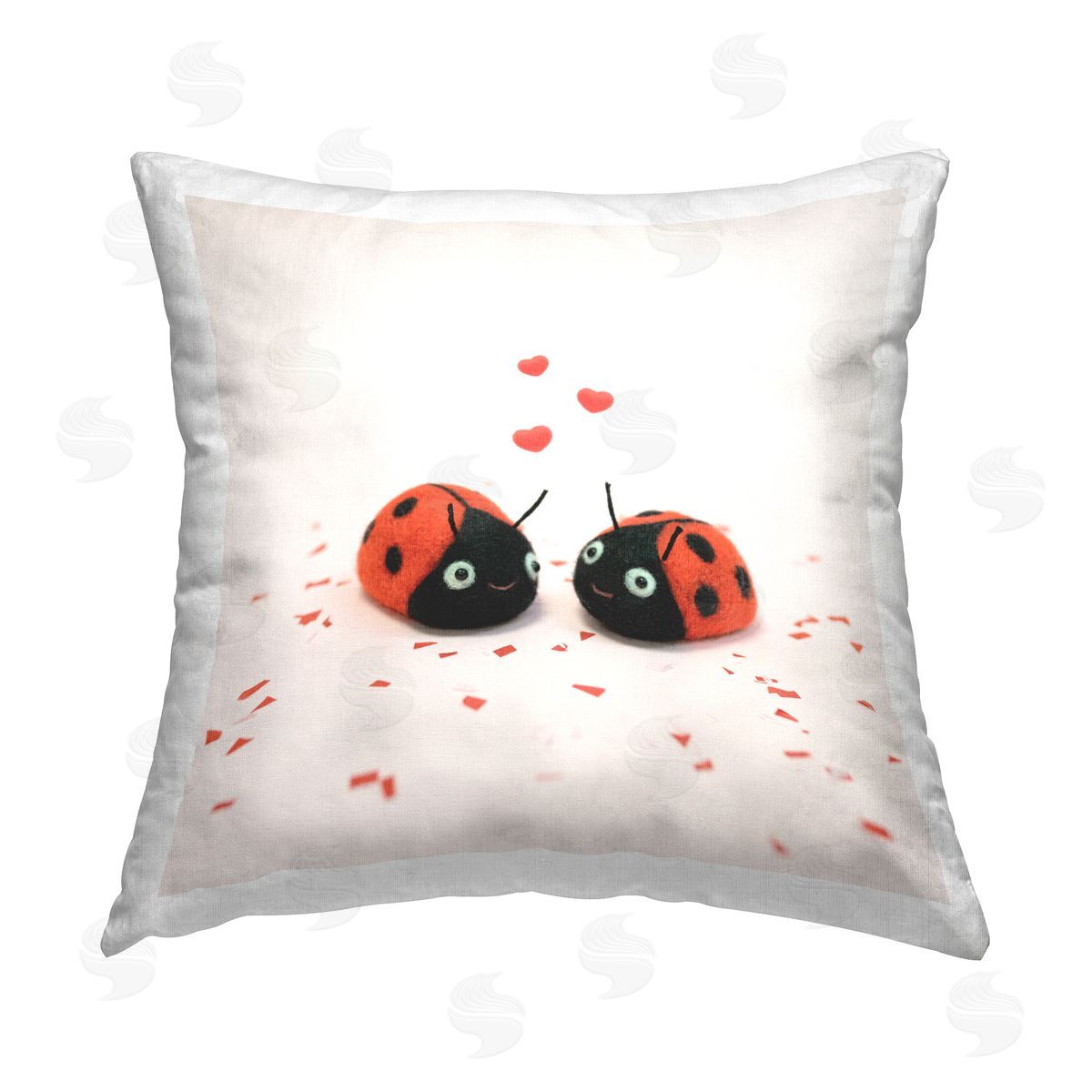 Love Bugs Romantic Ladybugs Decorative Printed Pillow, Home Decor by Lemon & Sugar