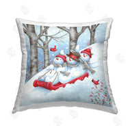 Emma Leach | Snowmen Sledding Winter Slope Scene