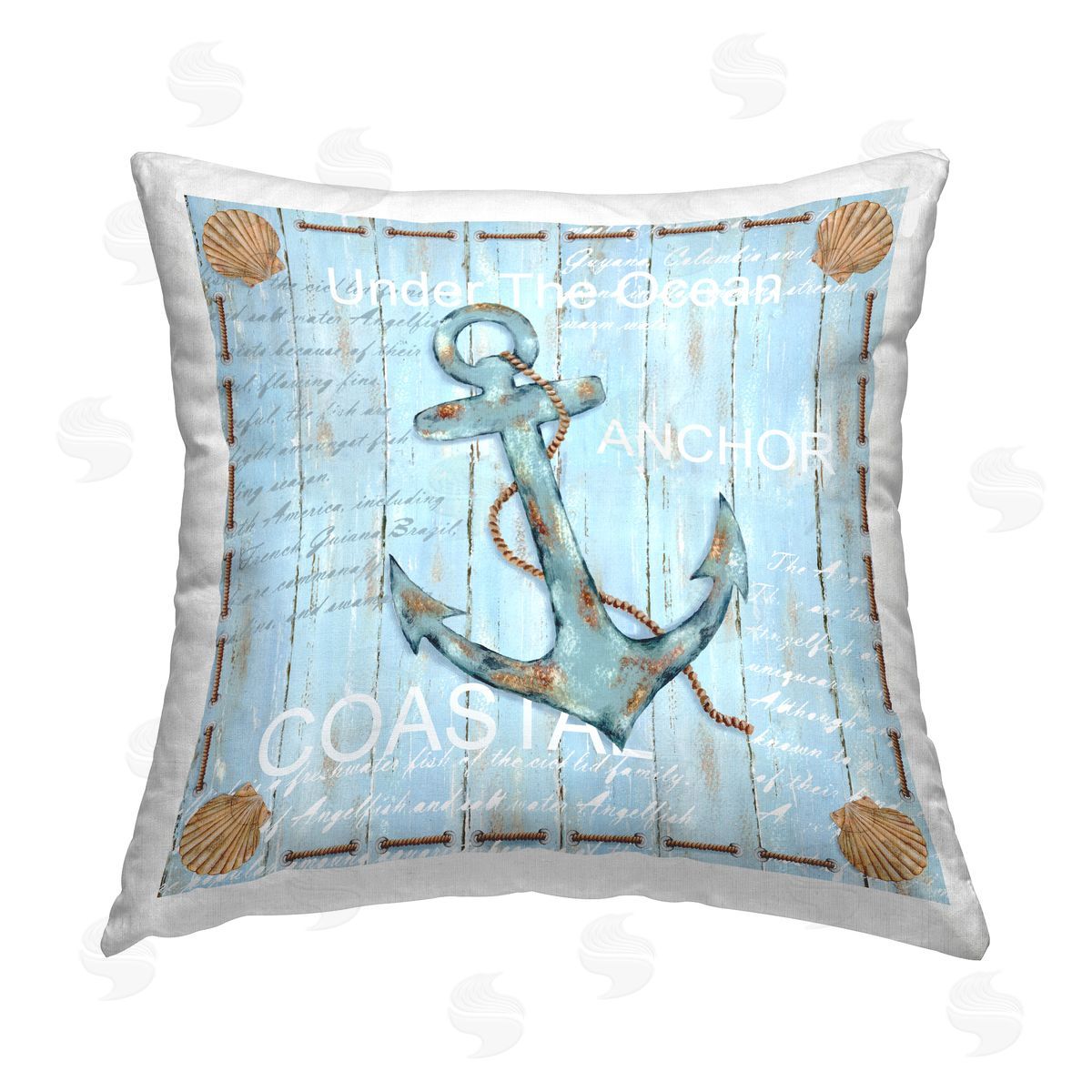Nautical Boat Anchor Plank Pattern Decorative Printed Pillow, Home Decor by Emma Leach